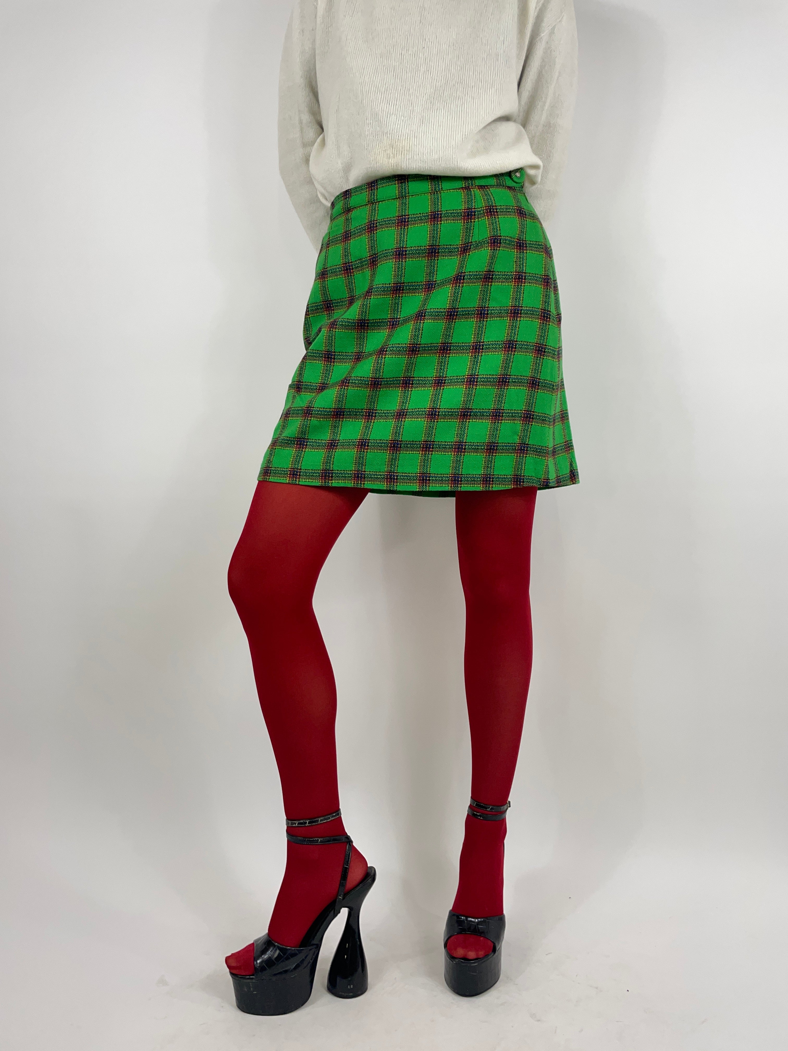 minigonna-versace-vintage-in-lana-a-quadri-verde