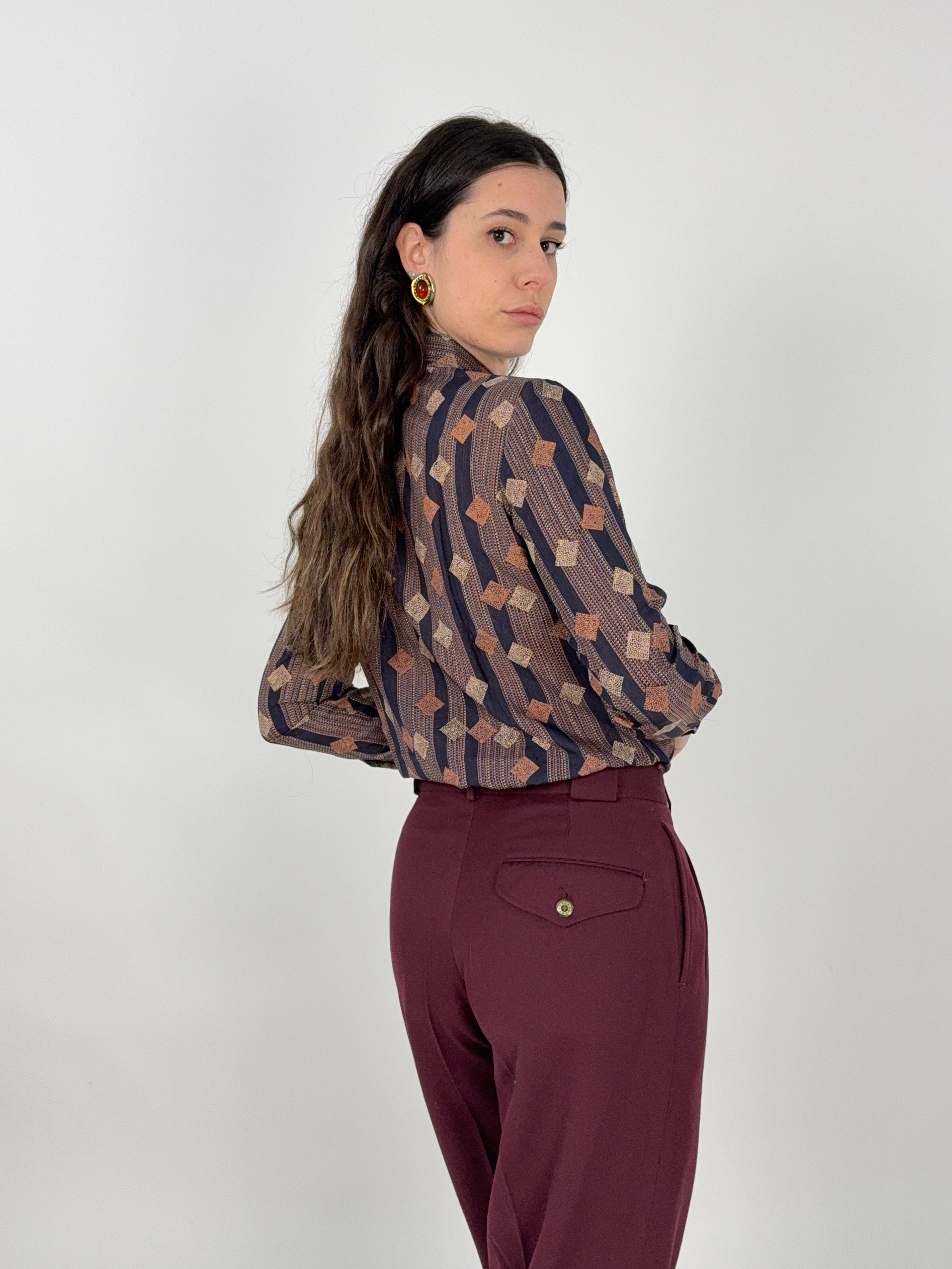 Camicia fantasia anni '70 marrone