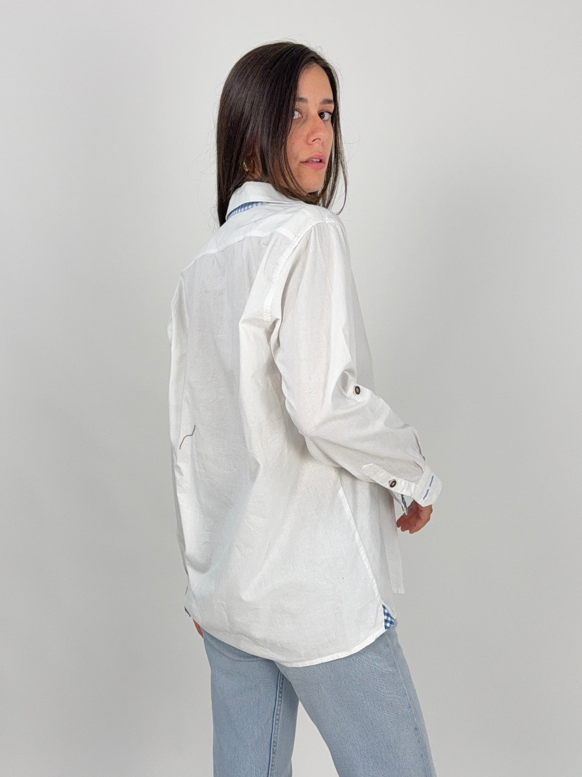 Camicia Südtiroler Trachtl Dettagli Vichy Blu - Taglia M