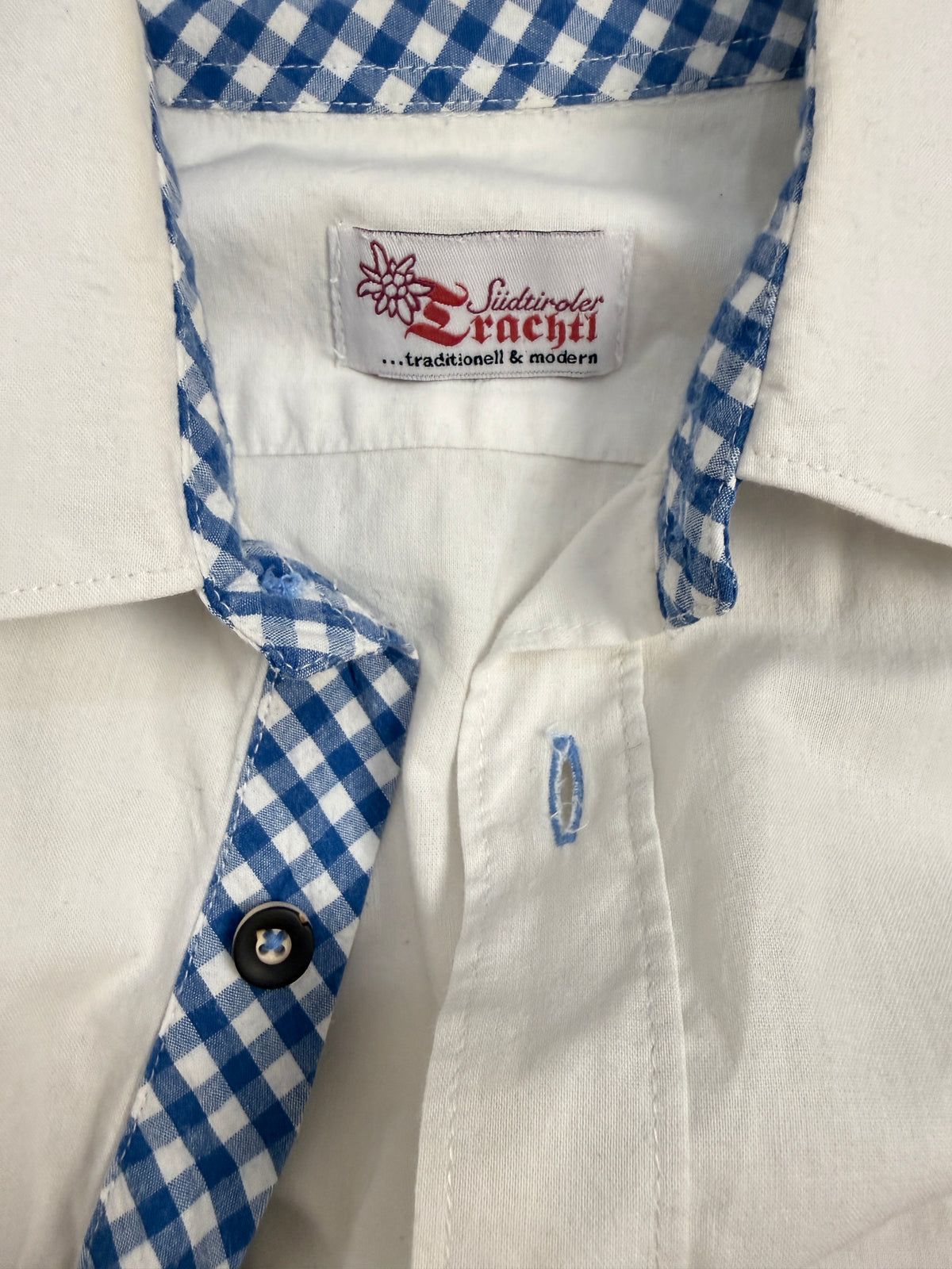 Camicia Südtiroler Trachtl Dettagli Vichy Blu - Taglia M