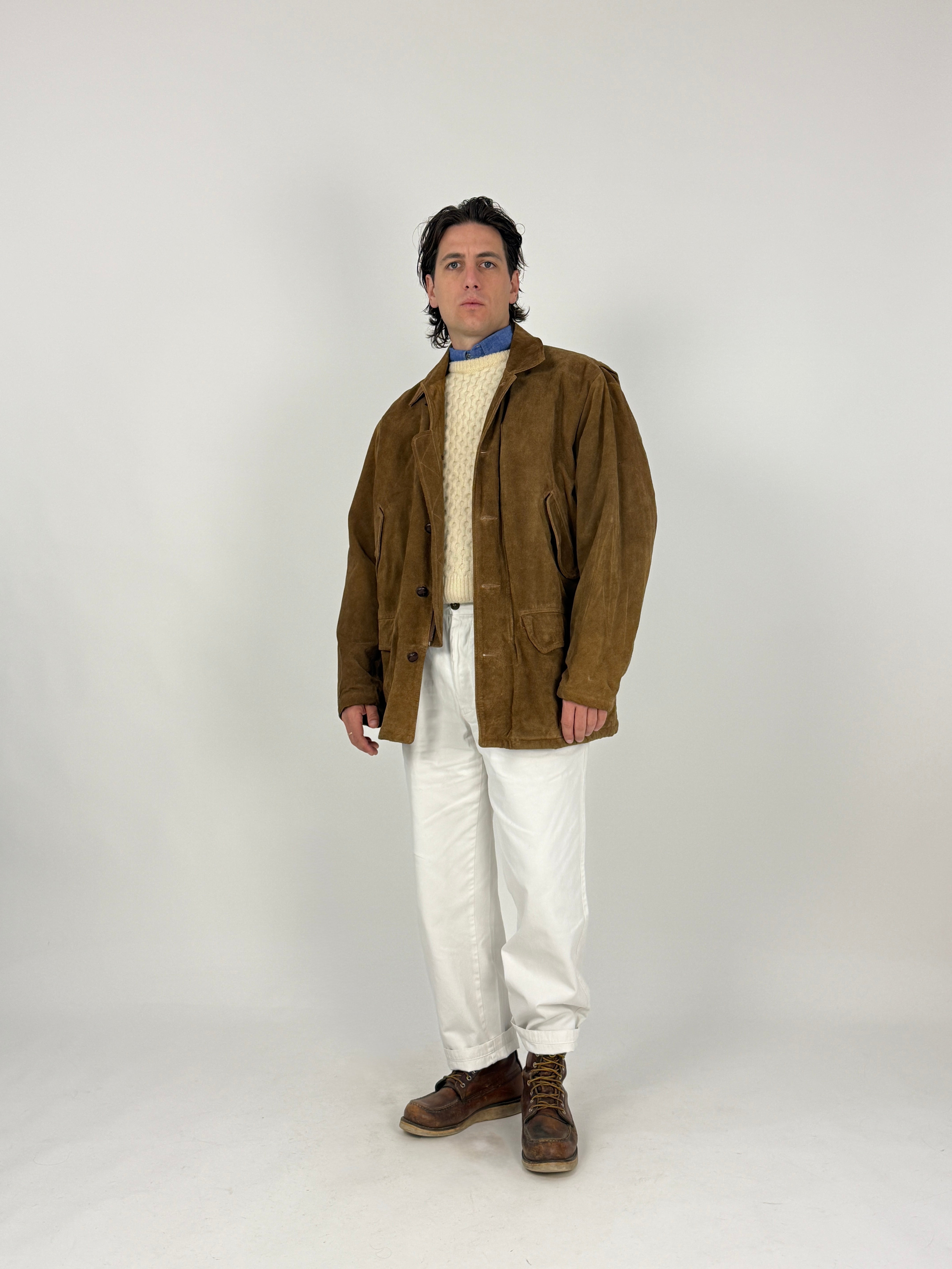 Giacca Stewart in Pelle Scamosciata Vintage - Taglia XL