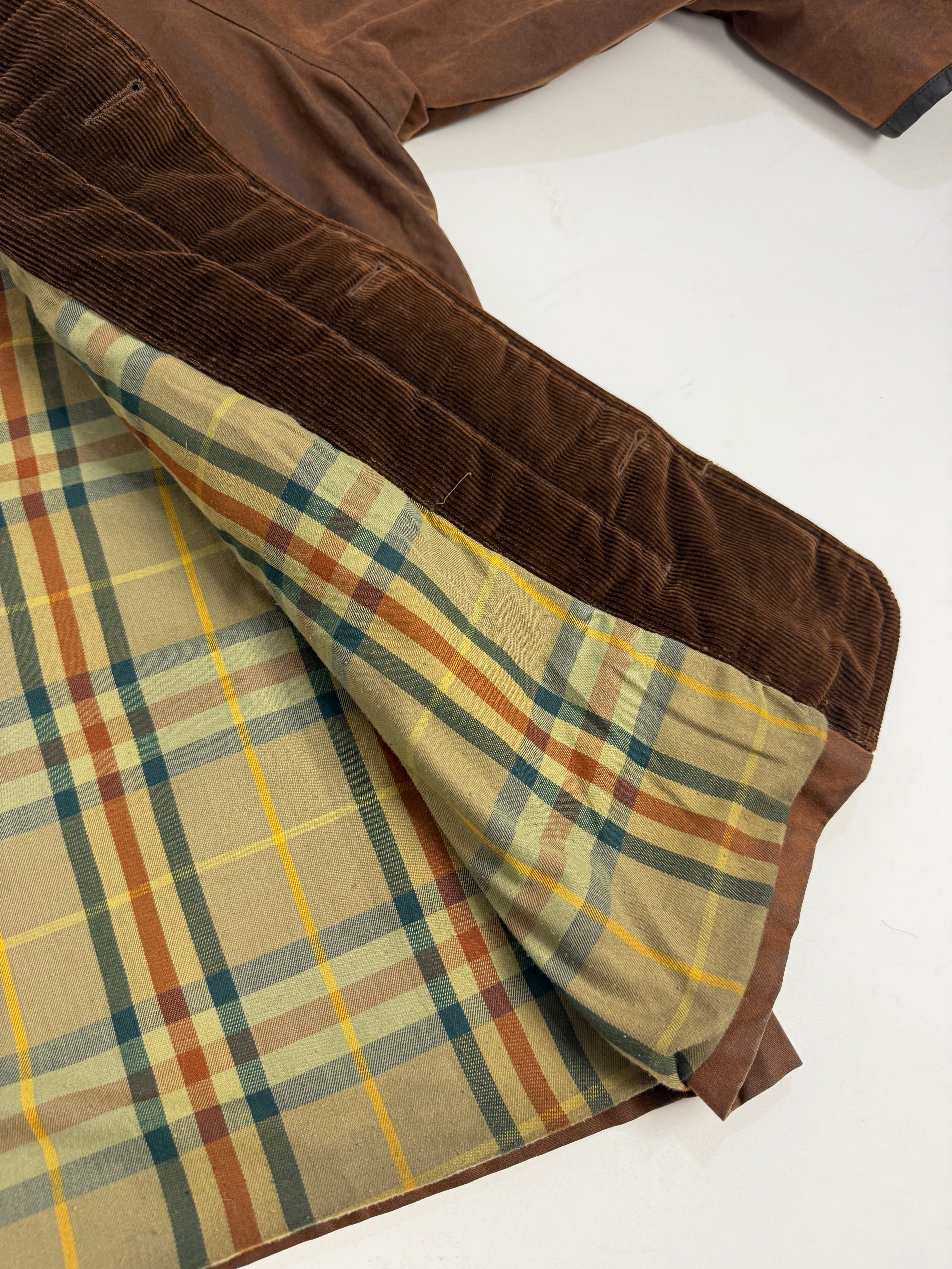 Giacca Cerata Waterville vintage marrone con collo in pelle