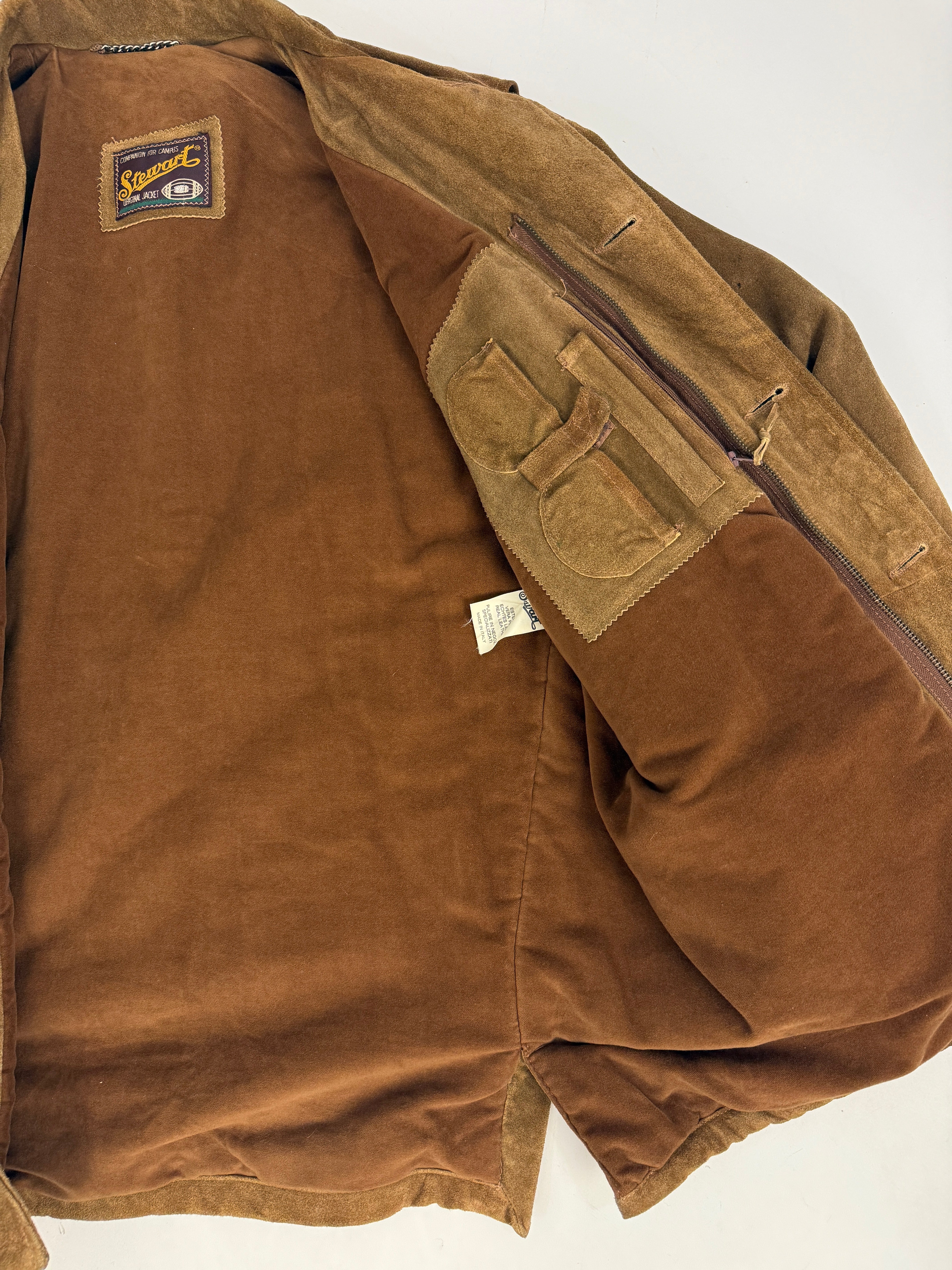 Giacca Stewart in Pelle Scamosciata Vintage - Taglia XL