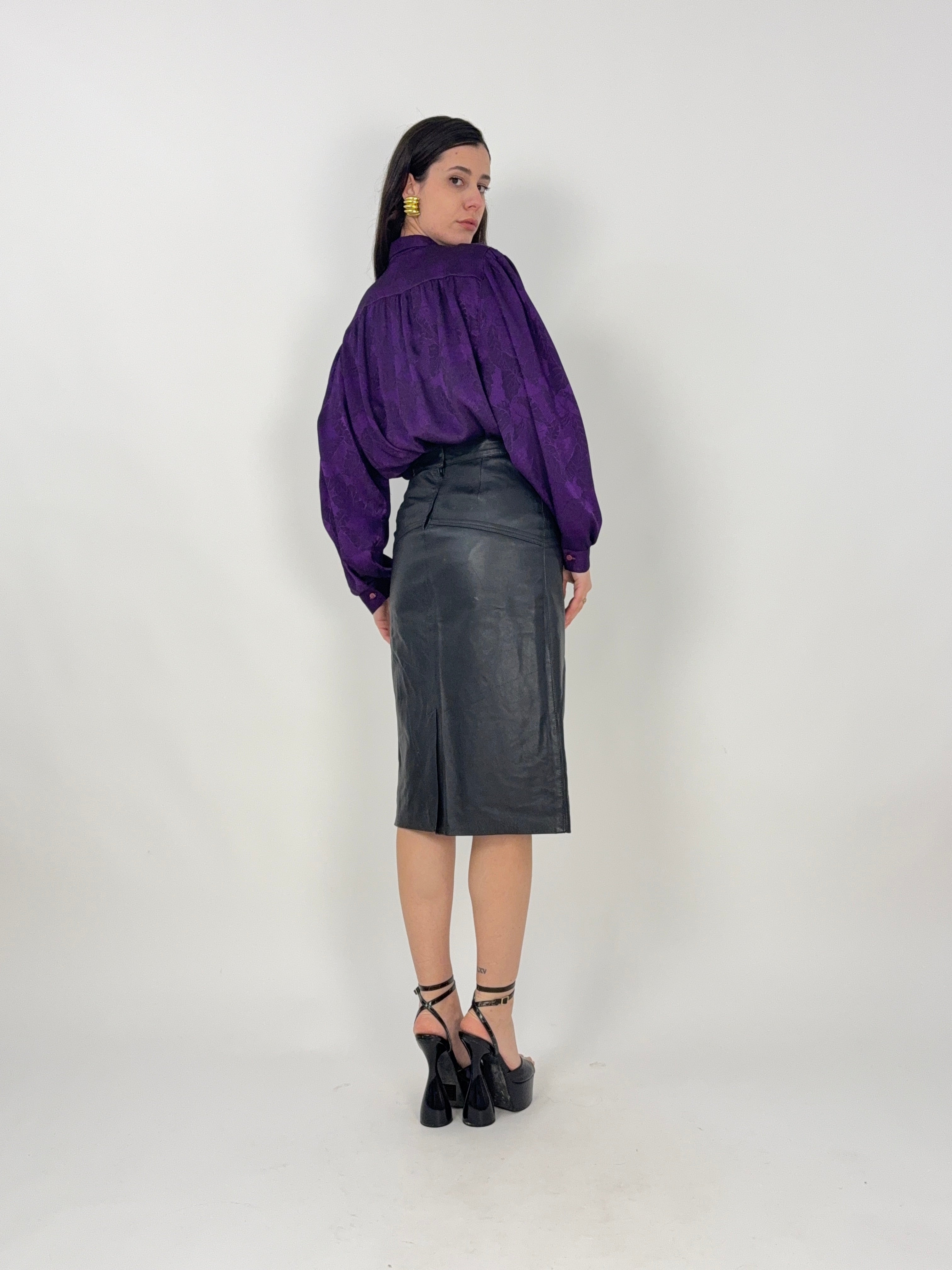 1980s pencil skirt - Genuine leather