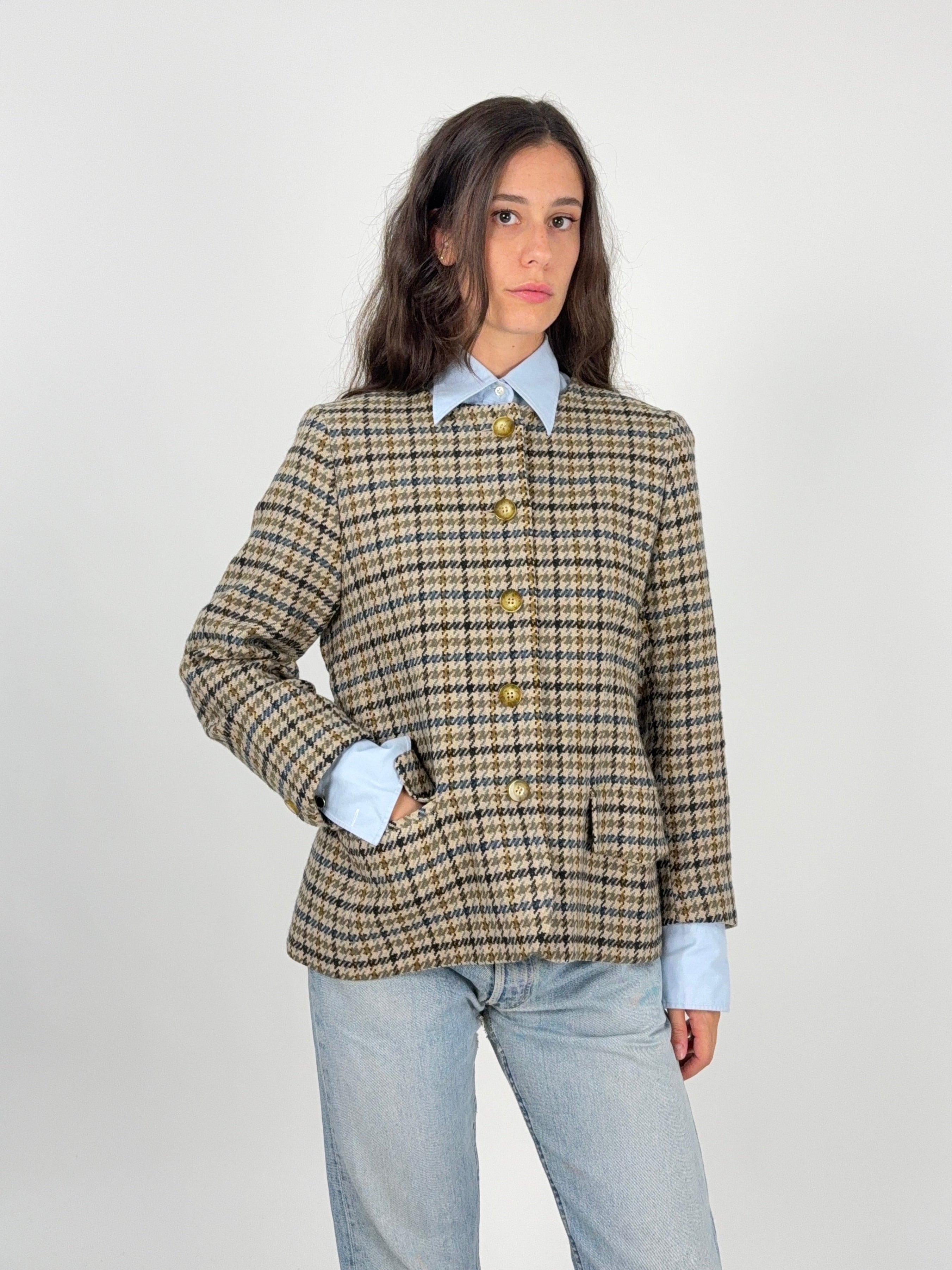 Giacca bouclé pied de poule Kilt Alessandrini Roma anni 80 - fronte