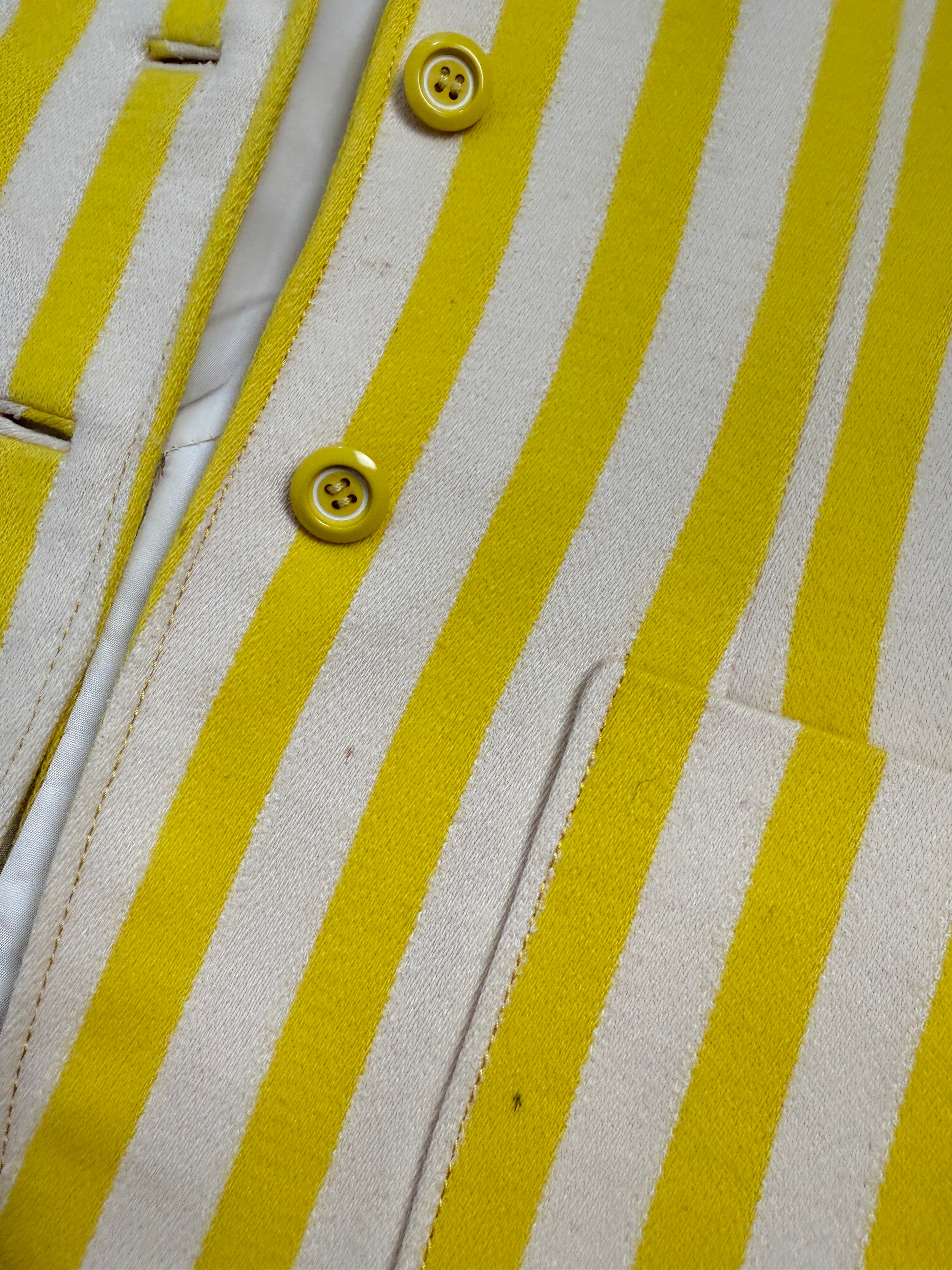 Giacca vintage in cotone a righe giallo e bianco
