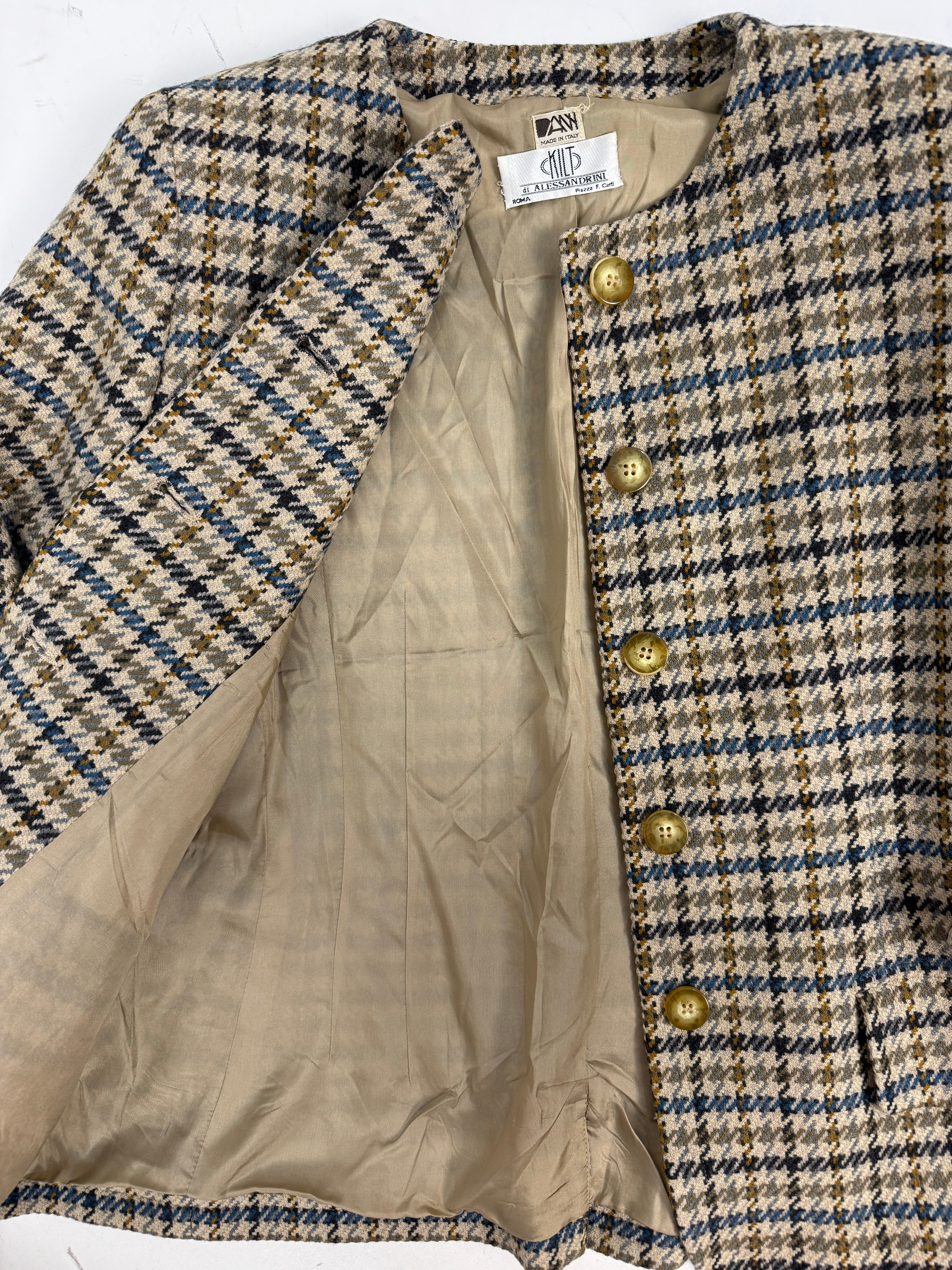 Giacca Primi Anni '80 Pied de Poule Lana Cashmere - Taglia 44/L