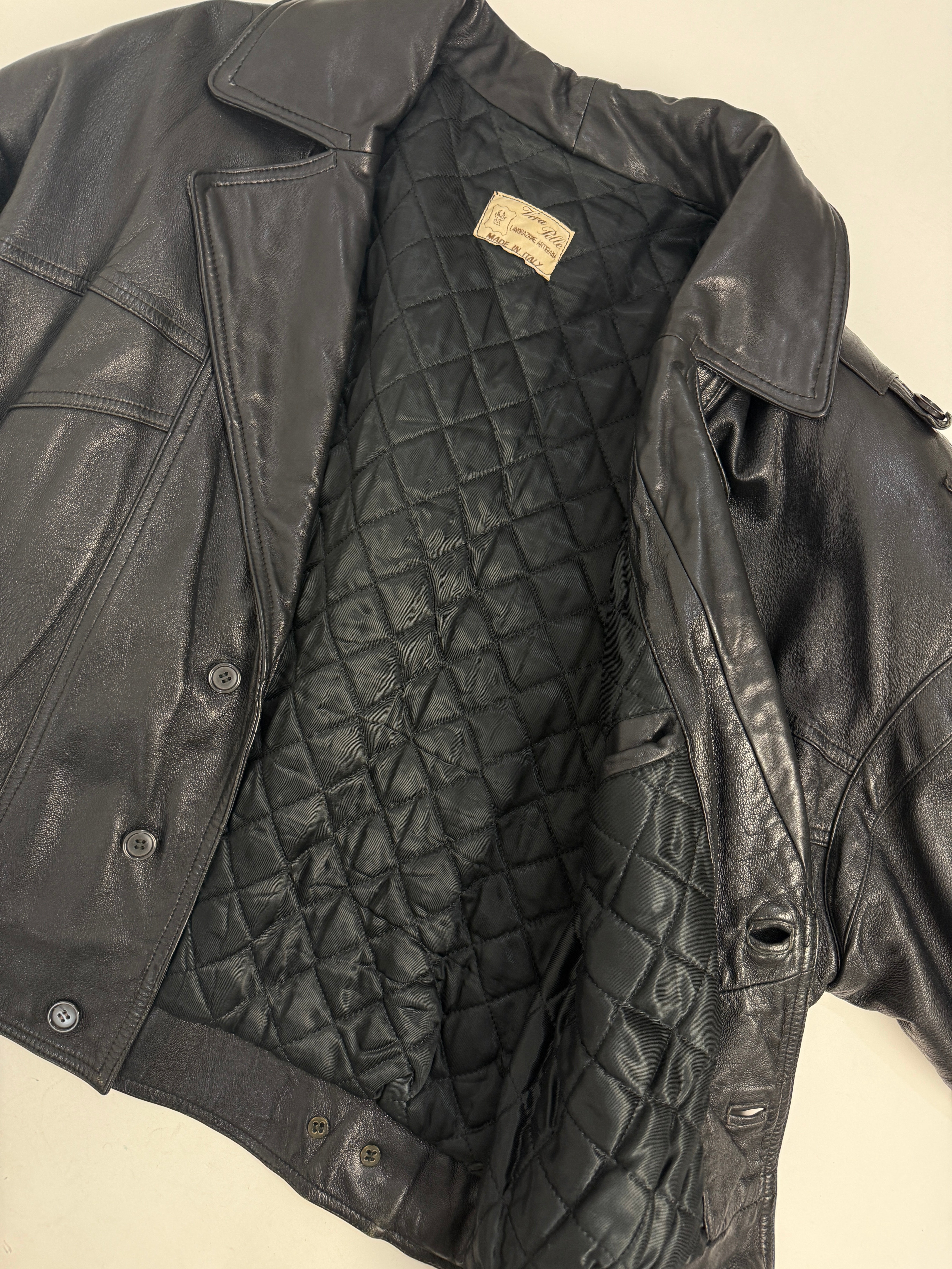 Bomber in pelle nera anni '80