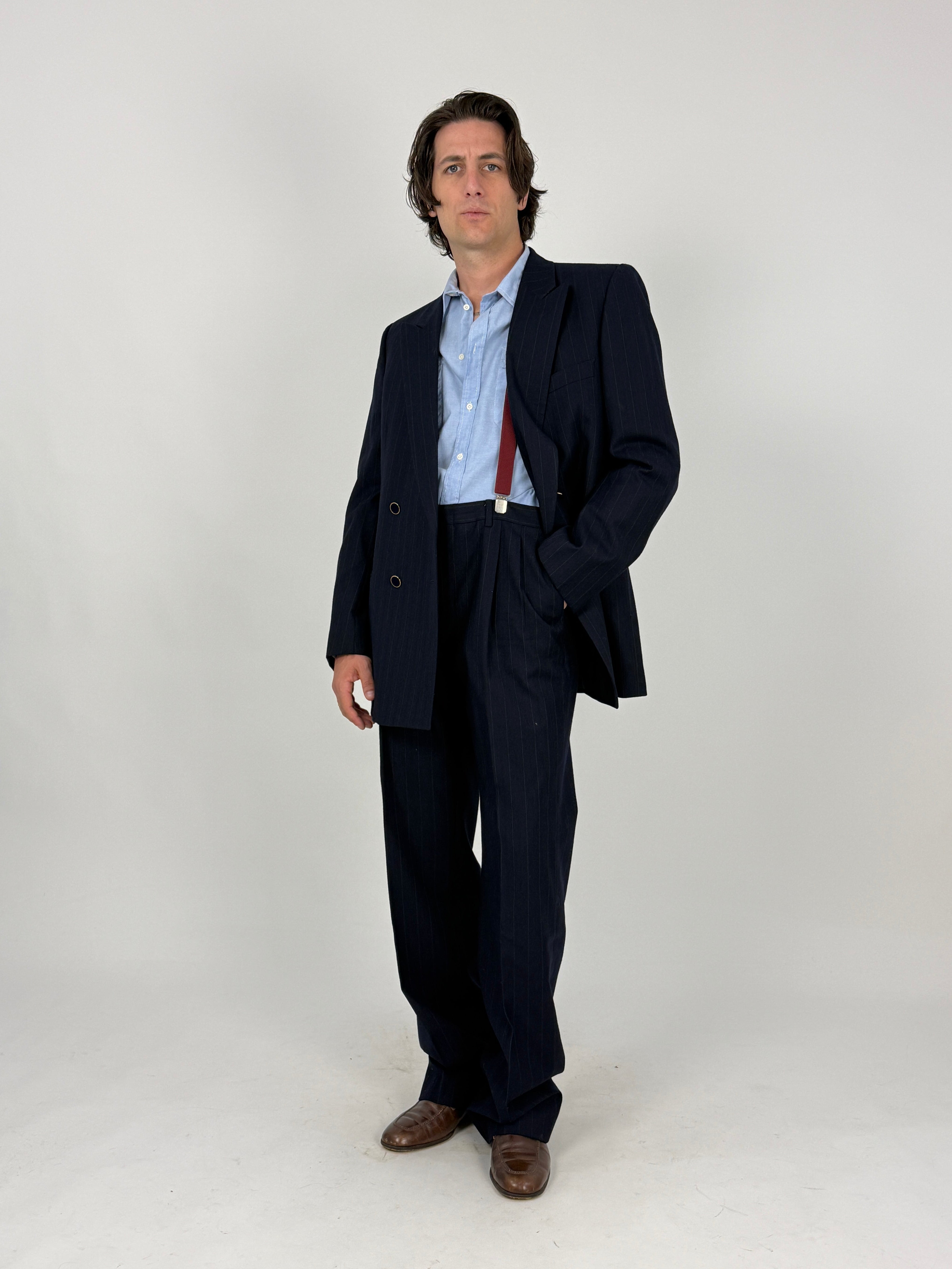 Completo Gessato Navy Vintage – Taglia 50/52