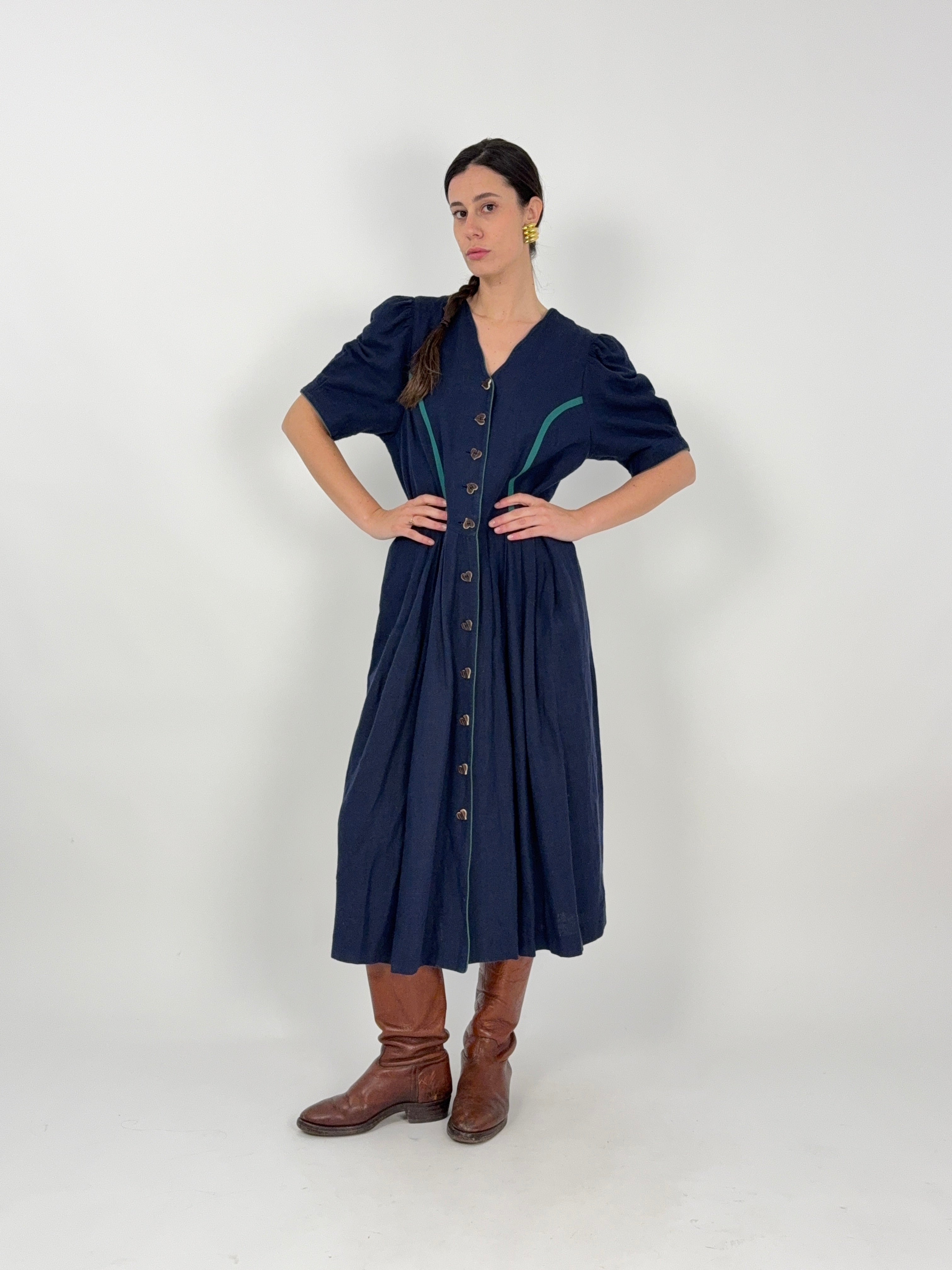 Abito Vintage Berwin & Wolff in Lino Blu