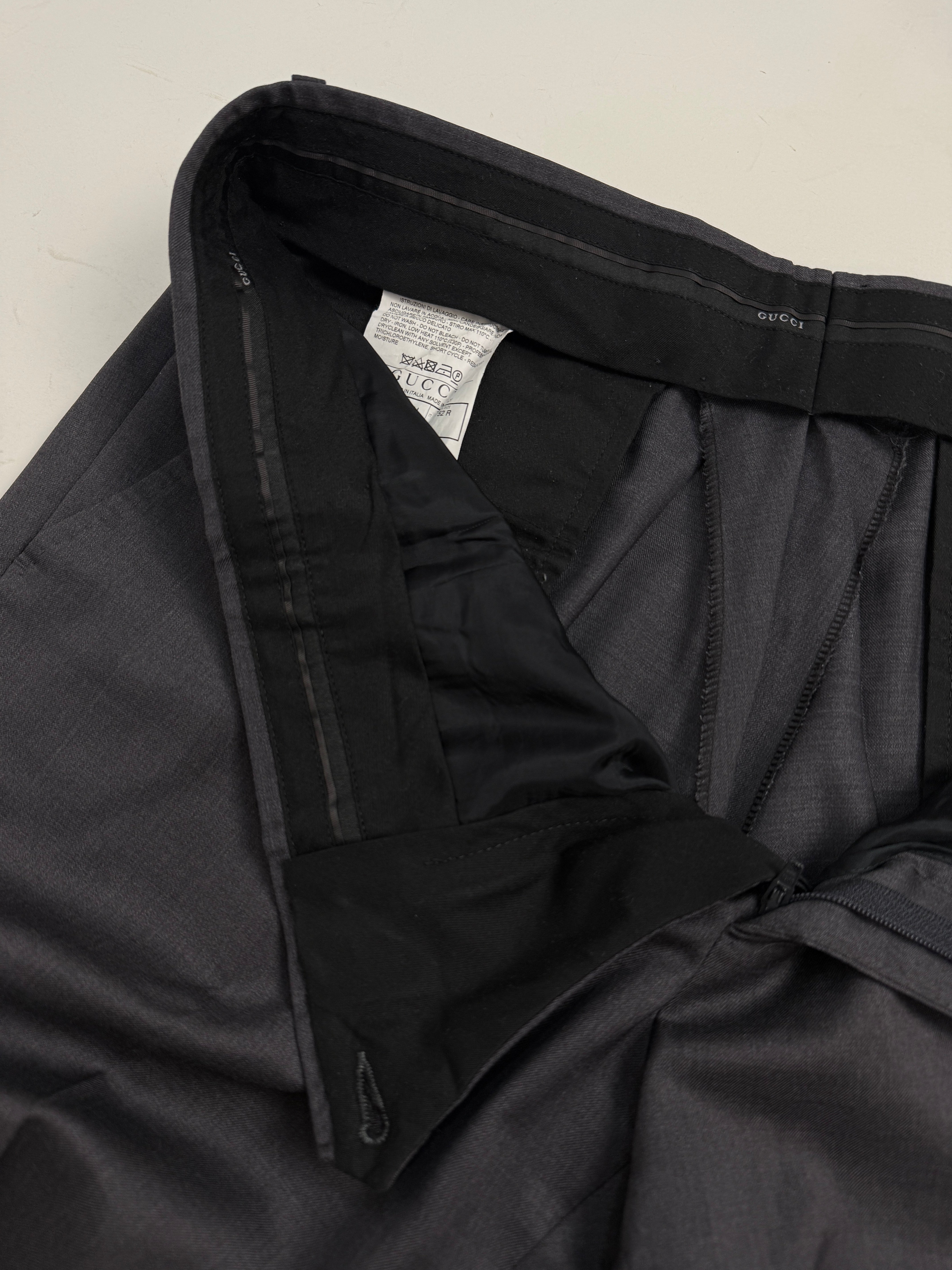Gucci Pantaloni Fresco di Lana Grigio Antracite – Taglia 50/52