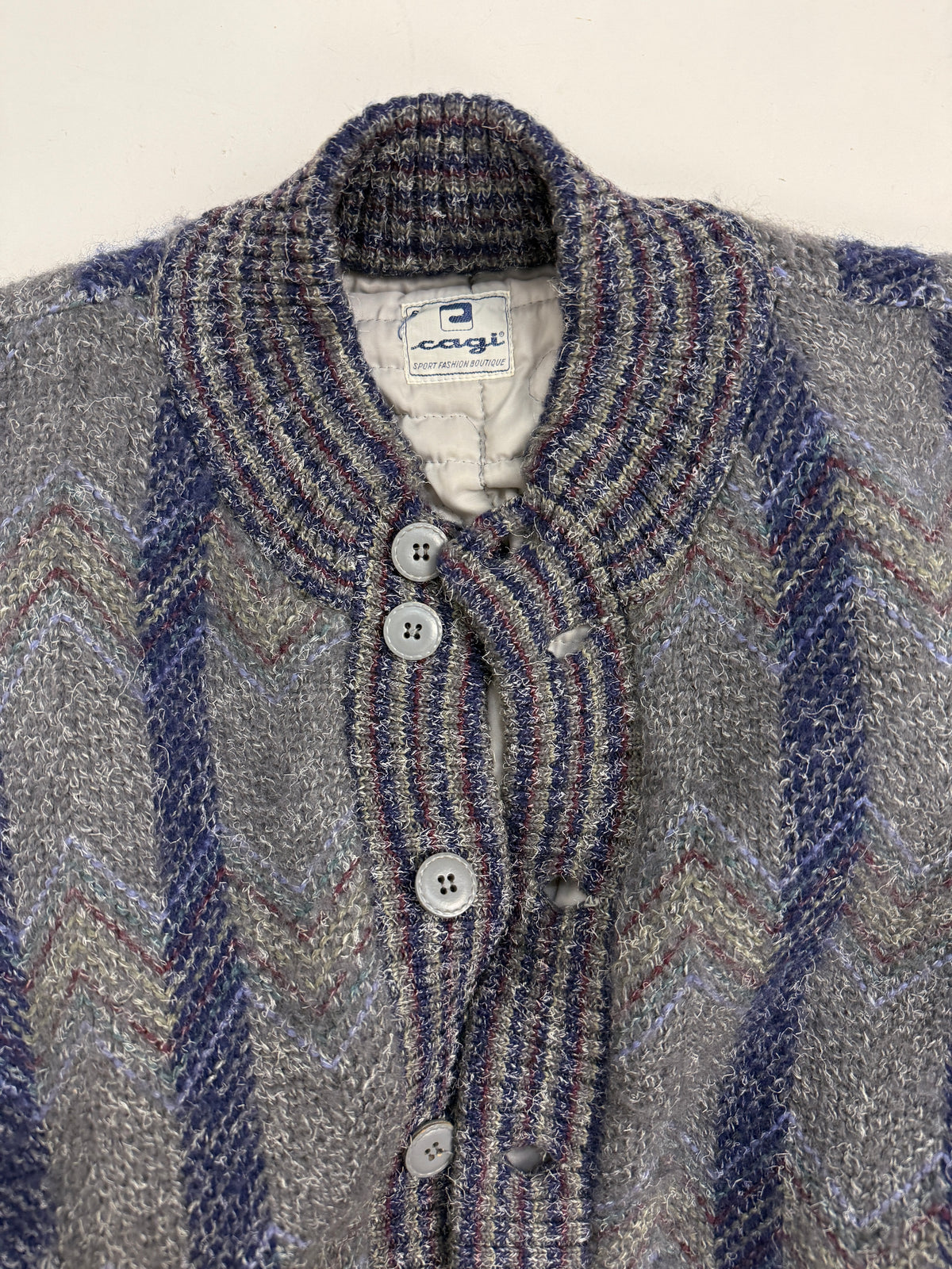 Cardigan Cagi Vintage in Lana con Interno Trapuntato – Taglia L