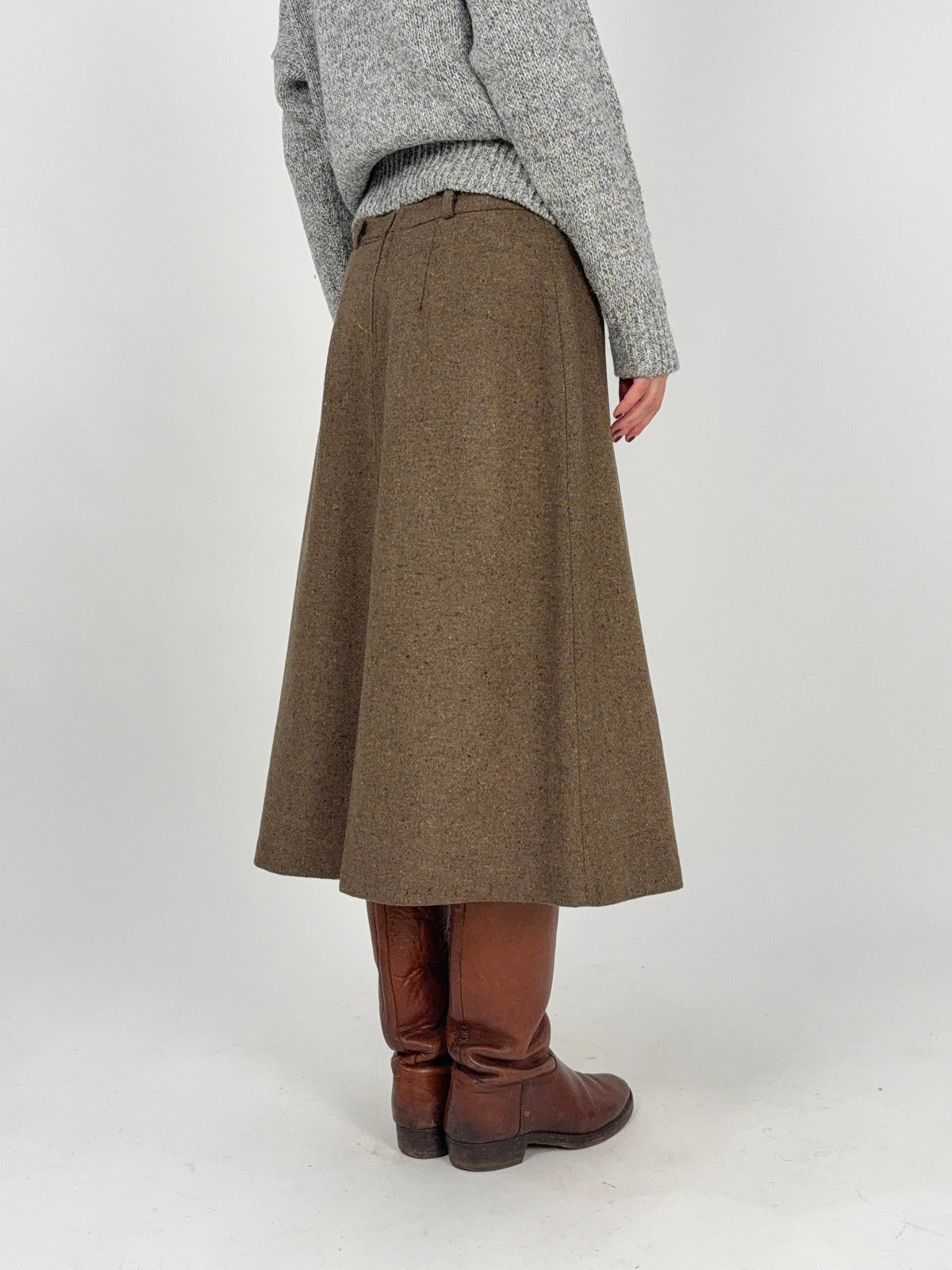 Gonna Anni '70 Misto Lana Marrone Deadstock – Taglia 44