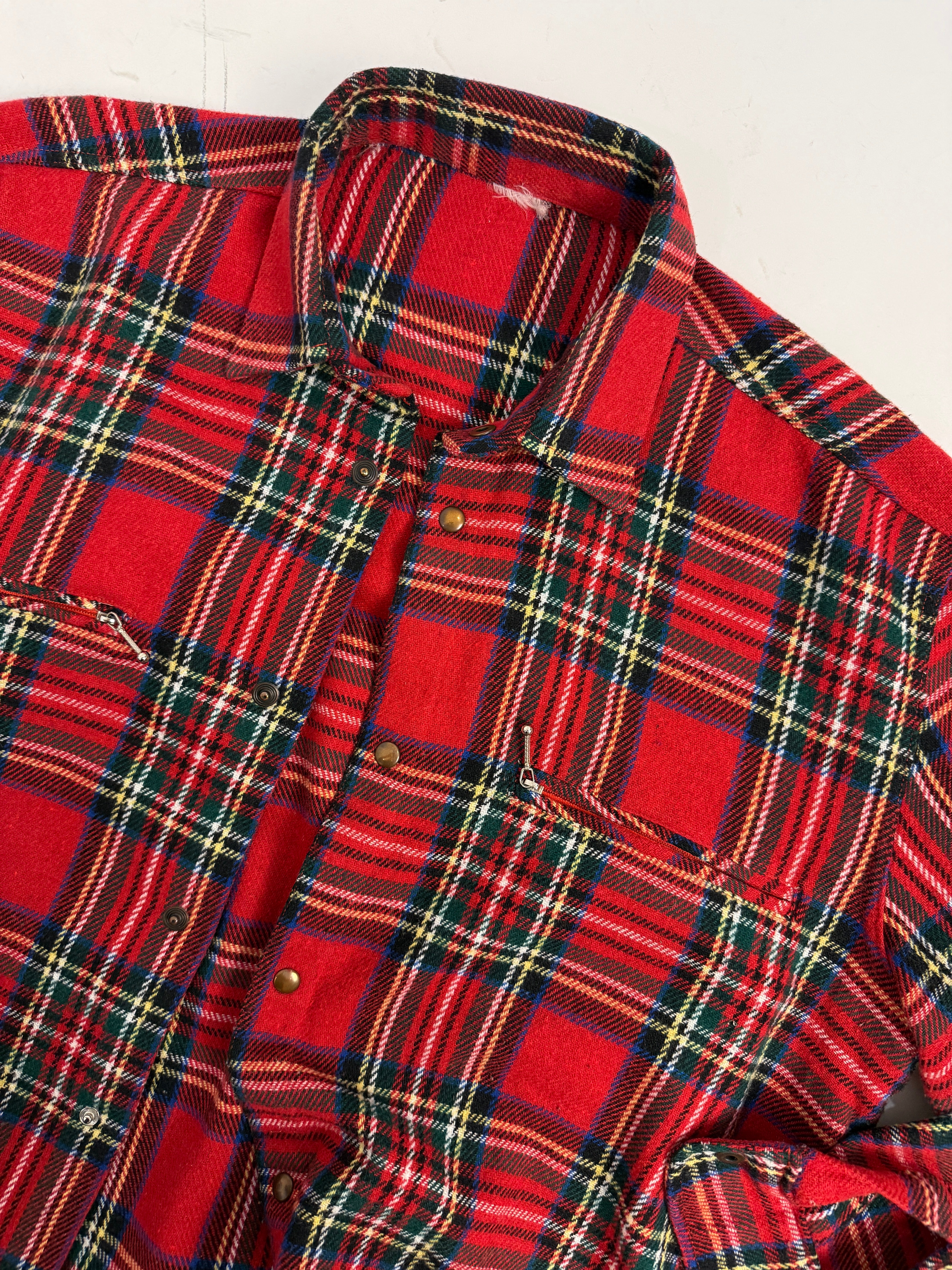 Camicia Flanella di Lana Tartan Royal Stewart Anni '70 – Taglia L