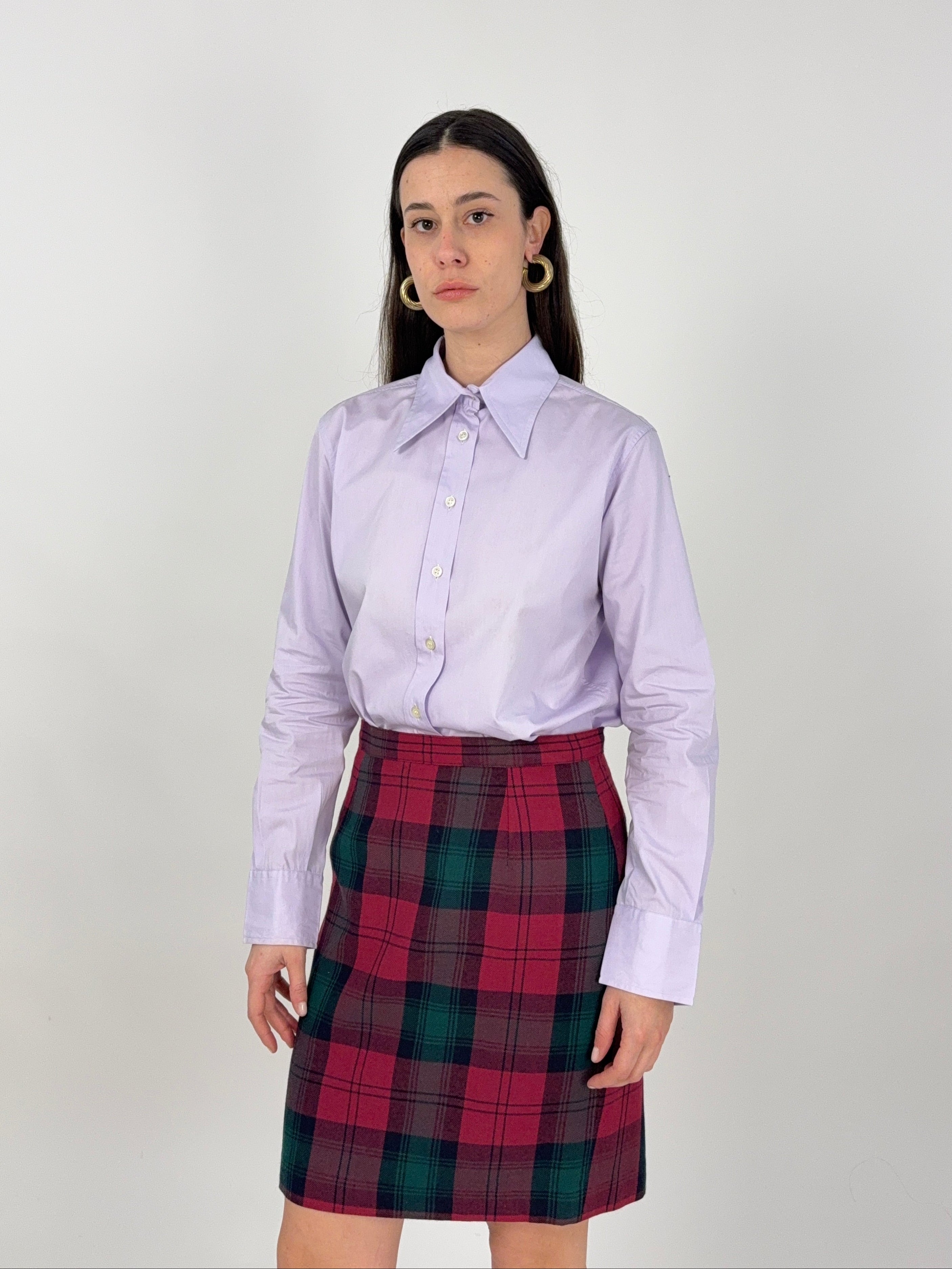 Camicia anni '70 in cotone viola pastello