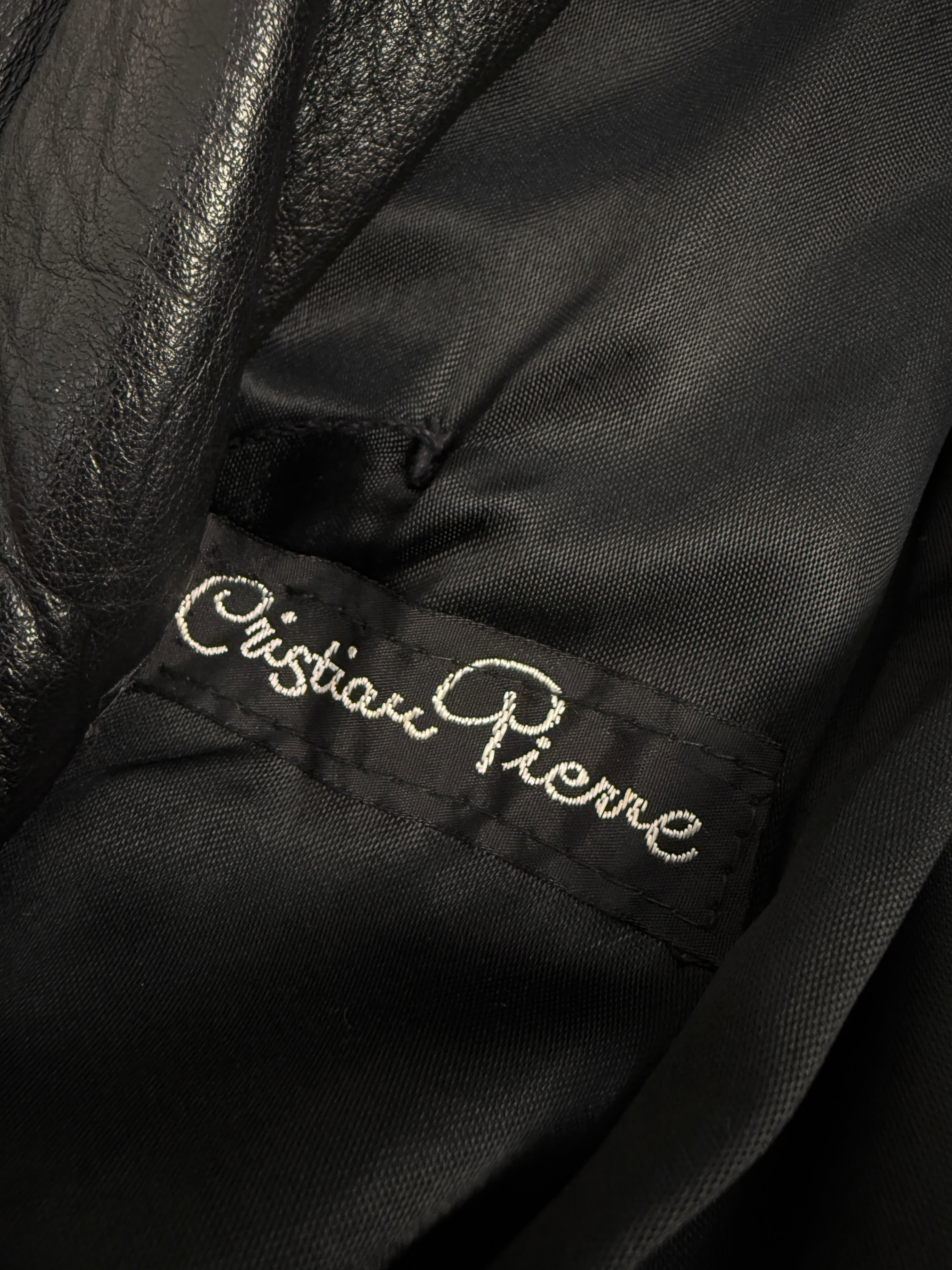 Trench in pelle nera anni '70 - doppiopetto
