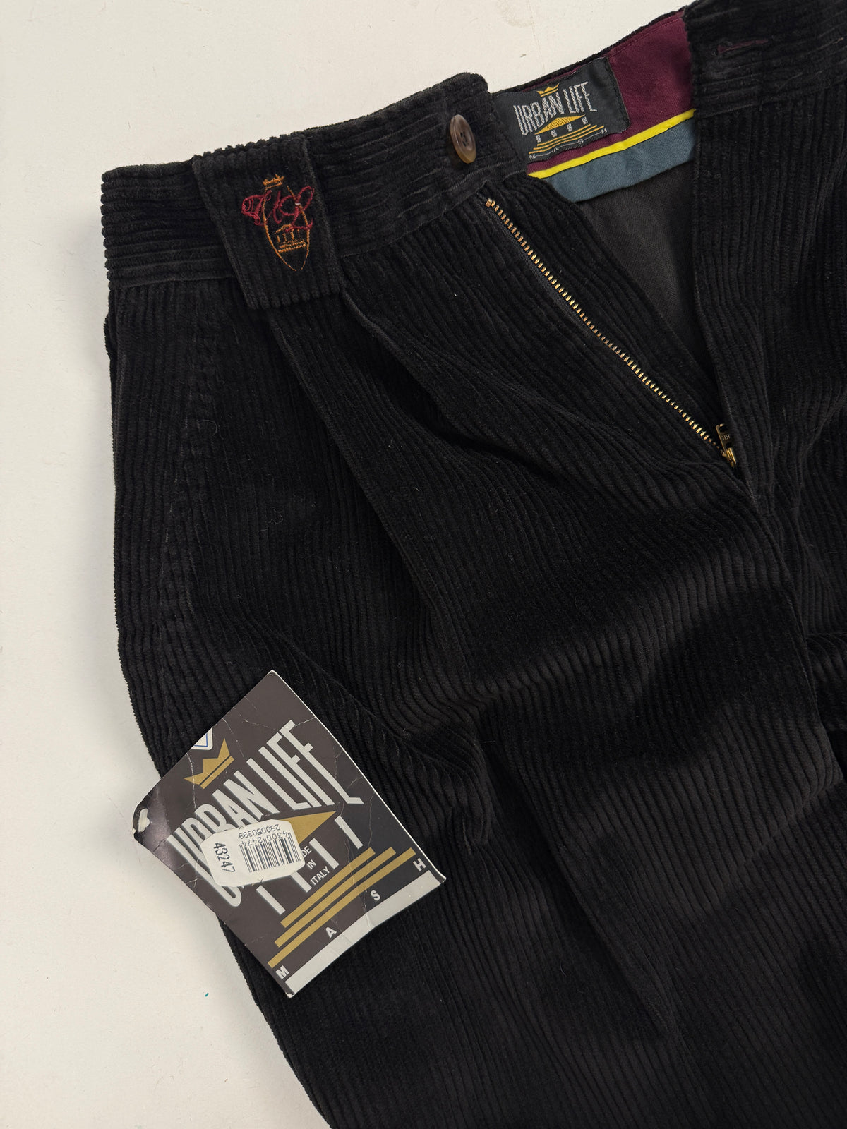 Dettaglio cartellino deadstock originale Mash Jeans Casuals SIZE 3/4 pantaloni velluto anni 80