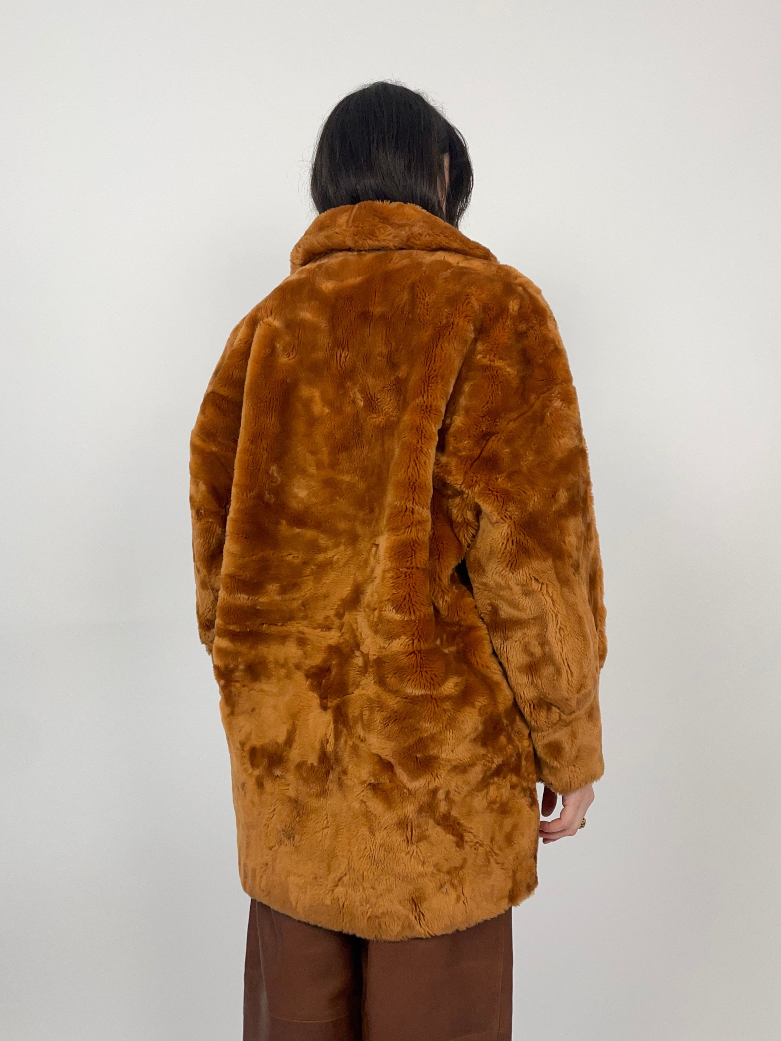 Cappotto anni '80 Couture Hélène in pelliccia sintetica