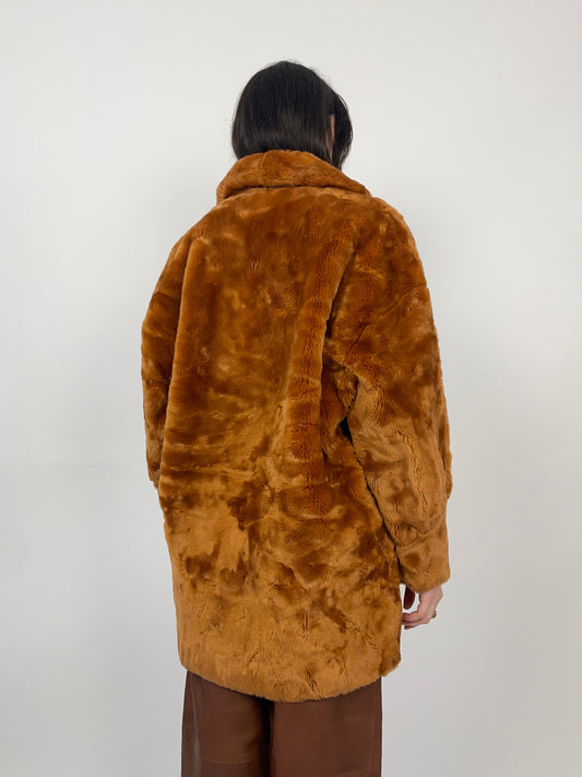 Cappotto anni '80 Couture Hélène in pelliccia sintetica