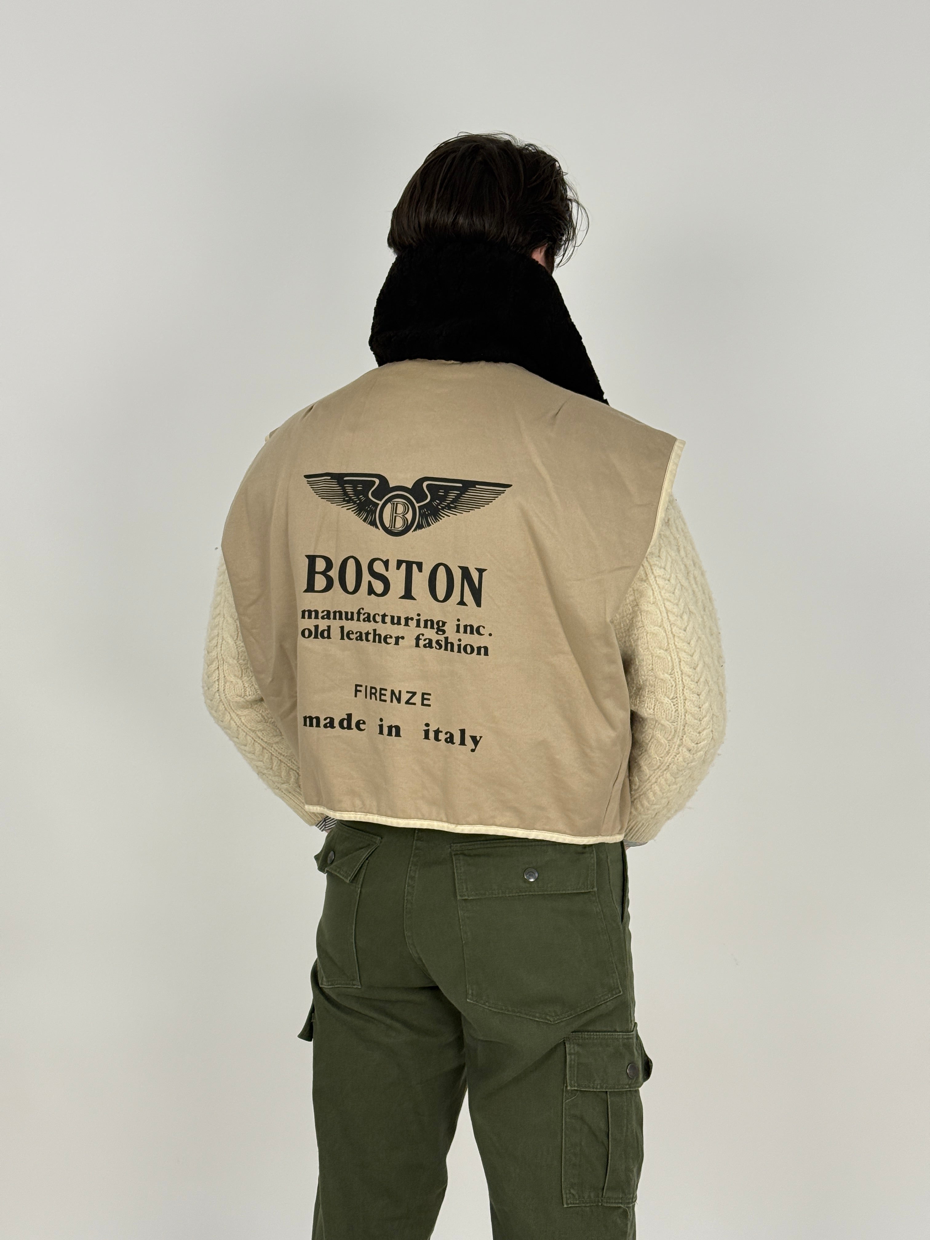 Giacca Aviatore in pelle marrone vintage