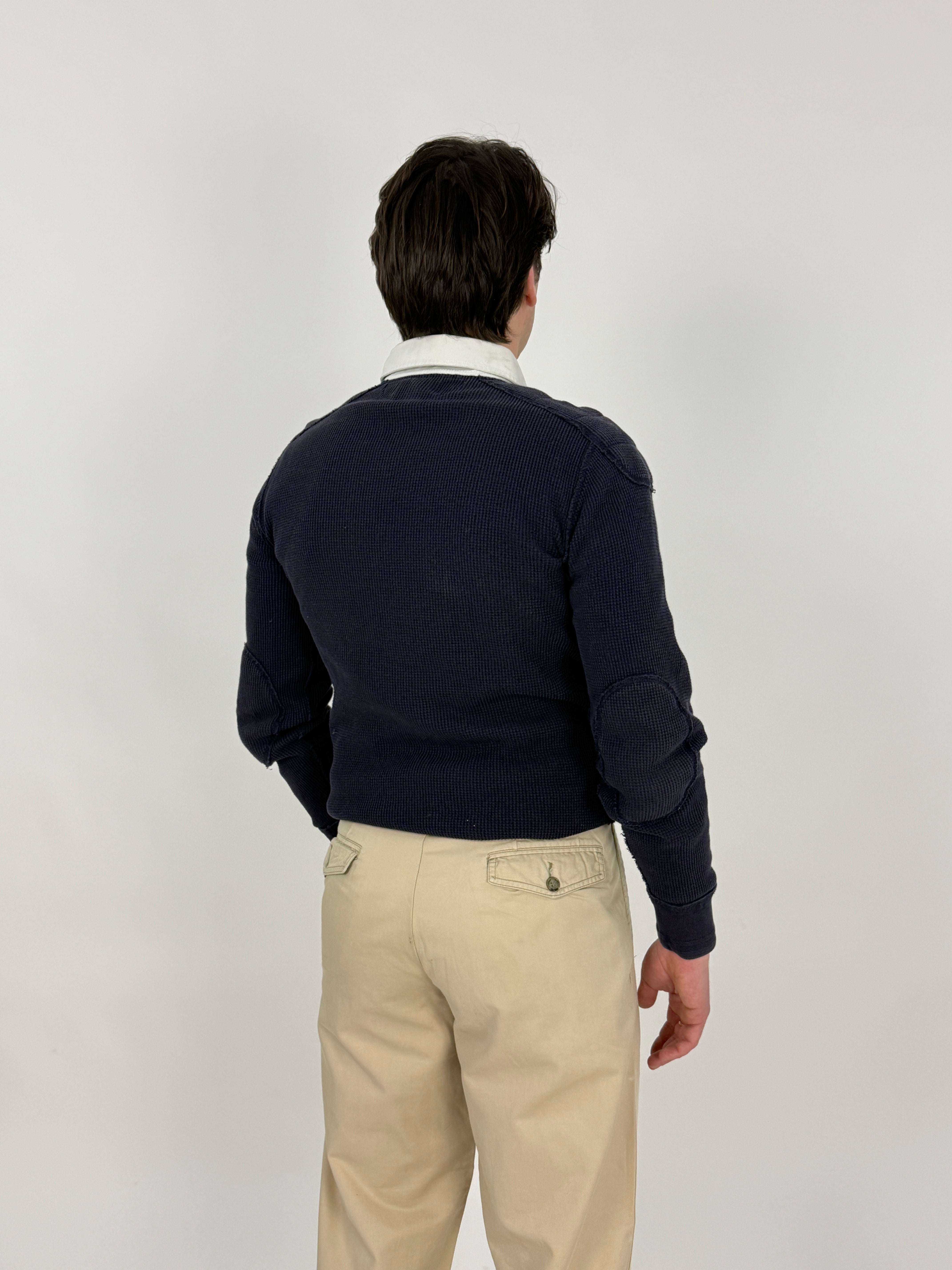 Rugby Polo Ralph Lauren Vintage Blu Navy con Colletto Bianco