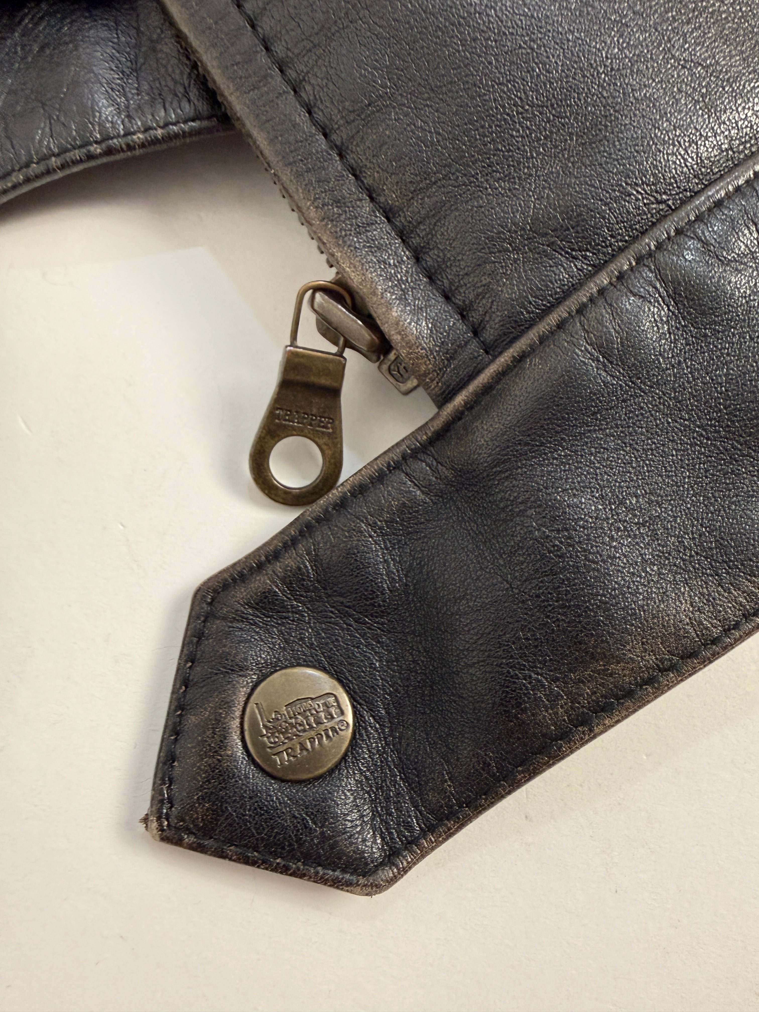 Giacca Pelle Vintage TRAPPER Moto Aviazione Marrone