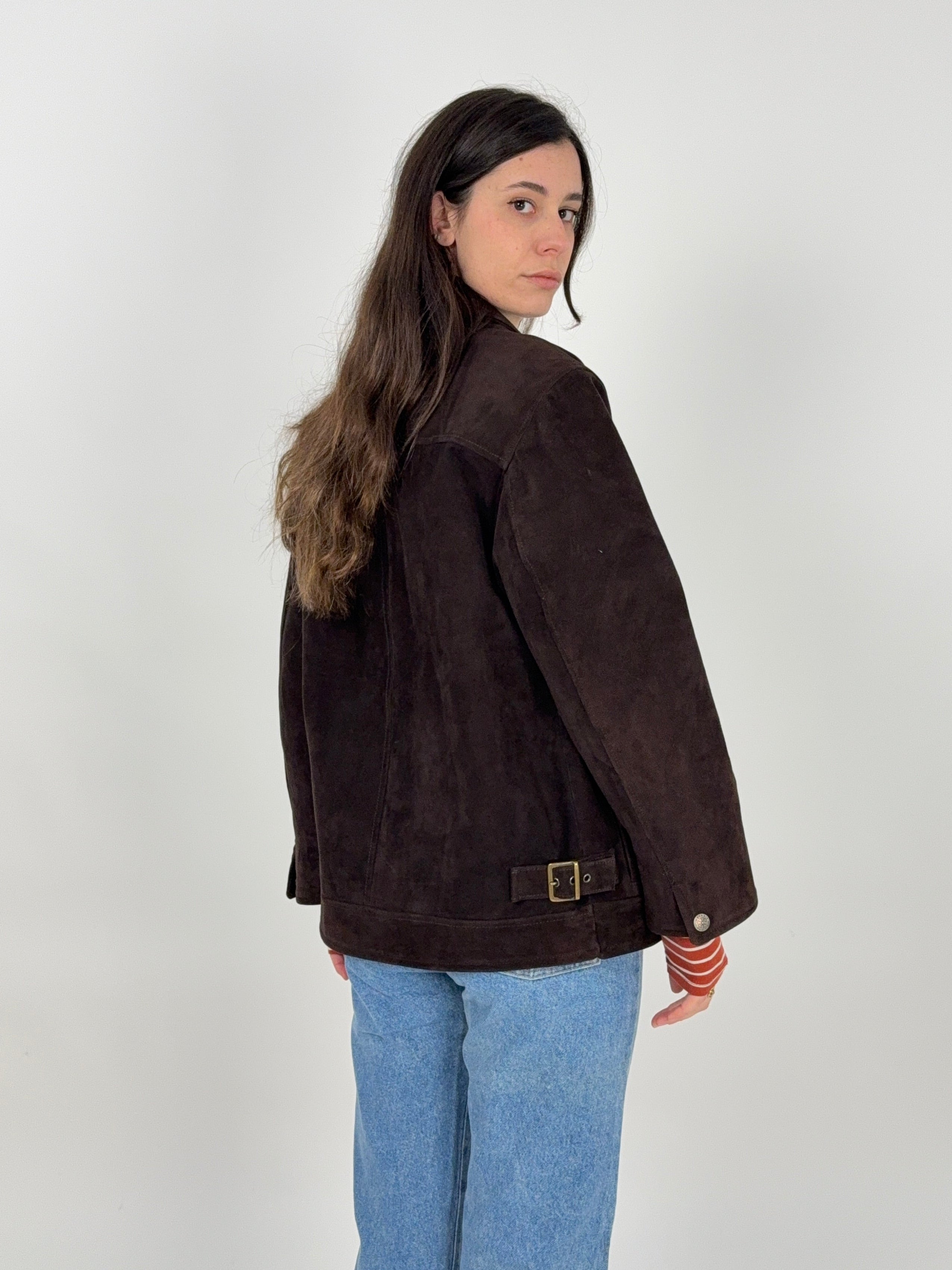 Giacca in camoscio marrone