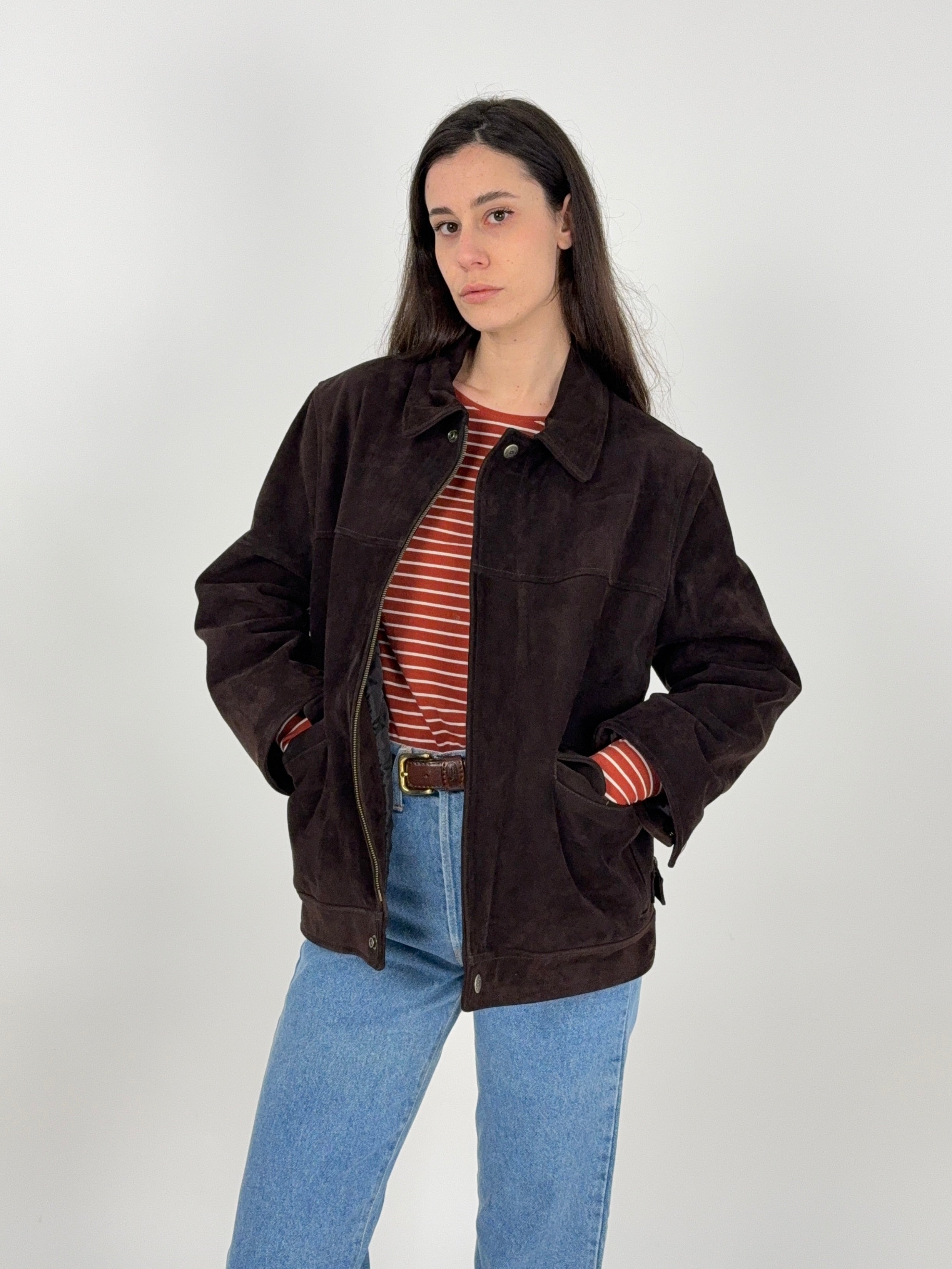 Giacca in camoscio marrone