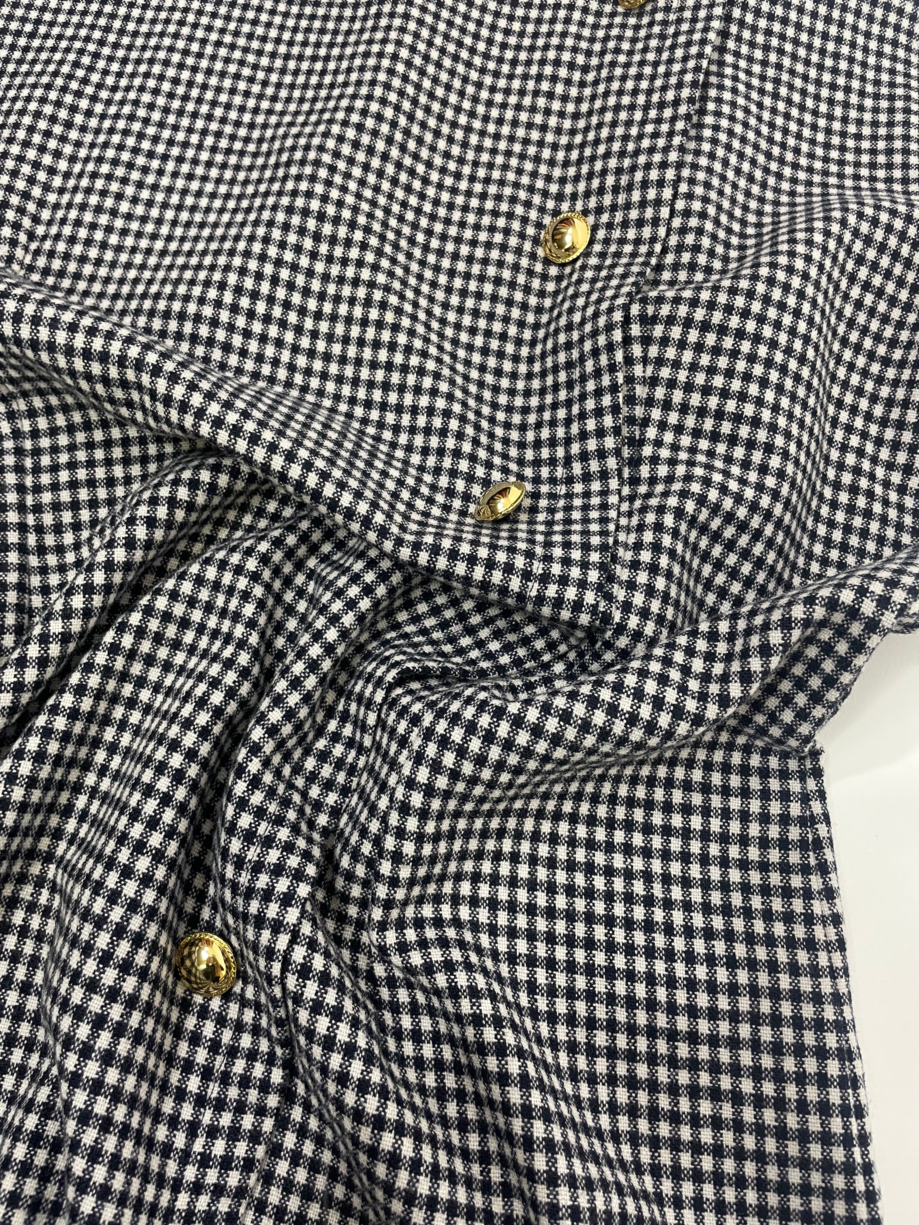Vintage-Kleid aus Wolle mit Hahnentrittmuster