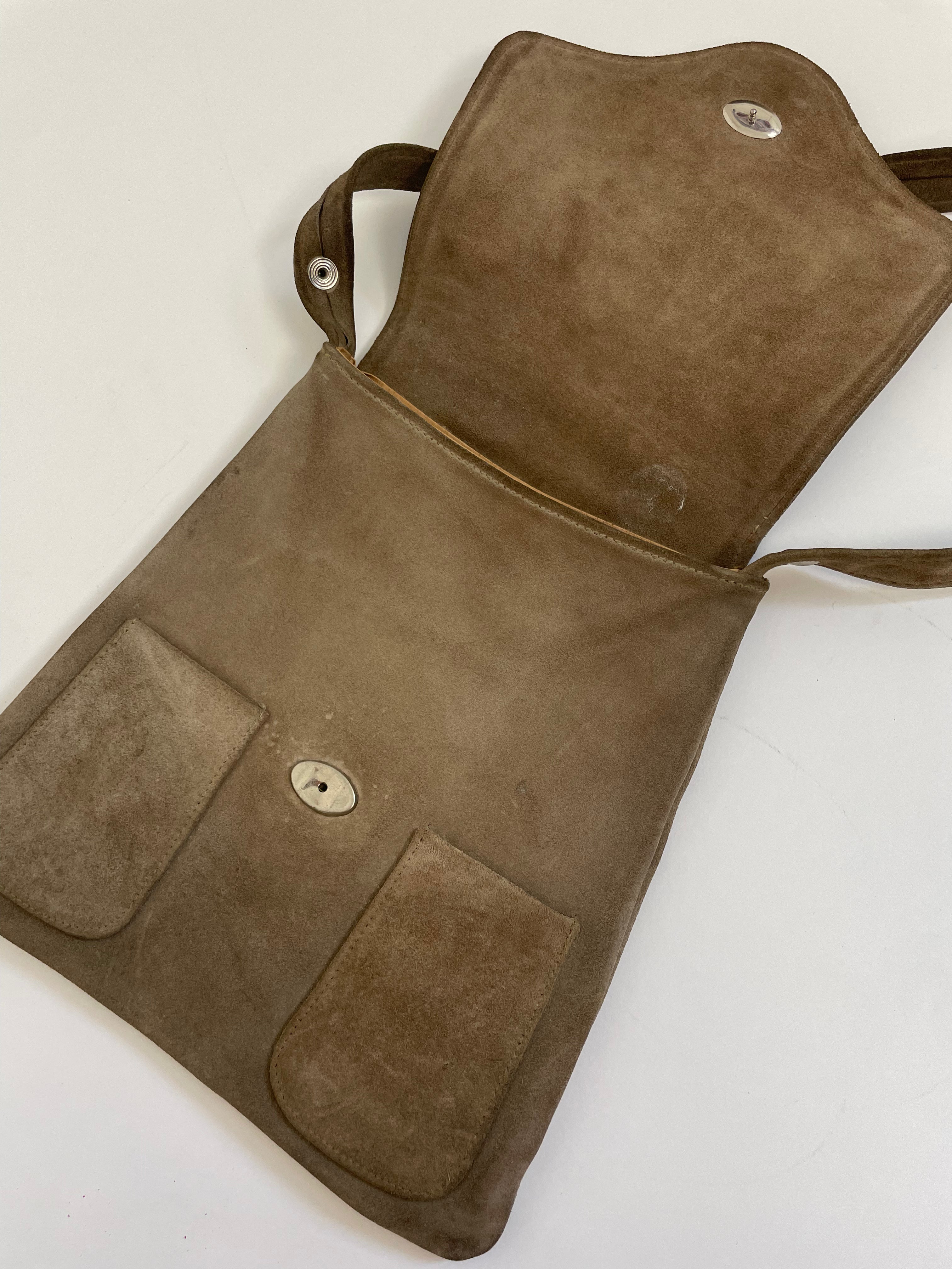 Borsa vintage anni '70 in pelle scamosciata