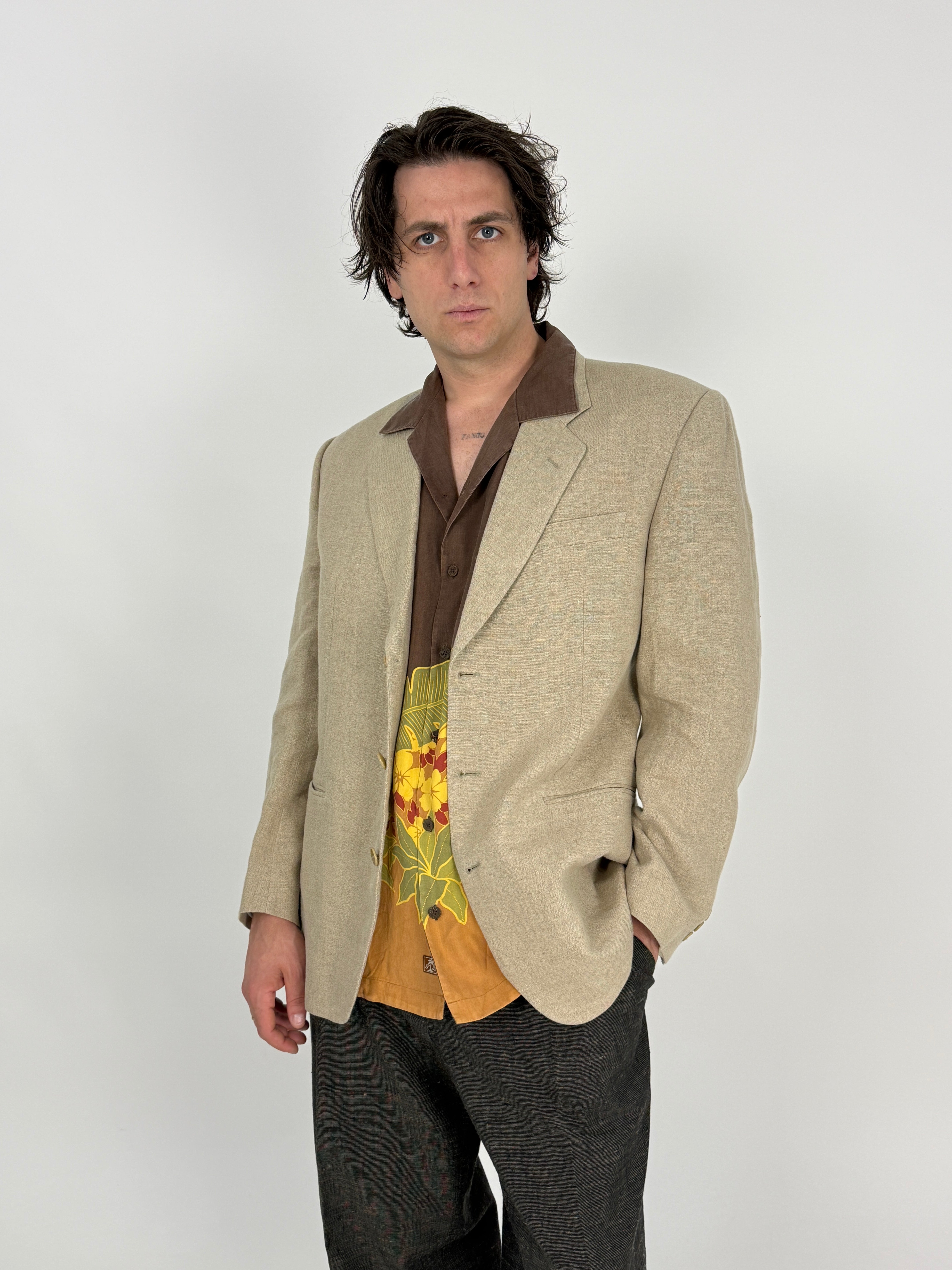 Giacca in Lino Beige Vintage - Taglia 48