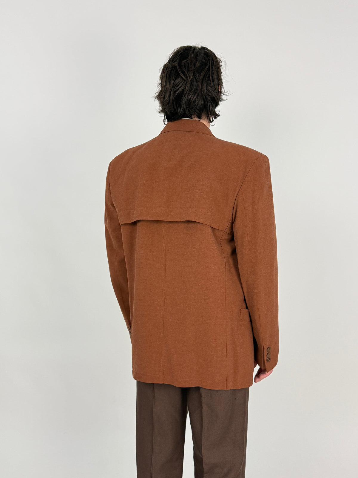 Blazer Vintage Anni '80 Color Mattone con Doppio Pannello sul Retro - Taglia 52