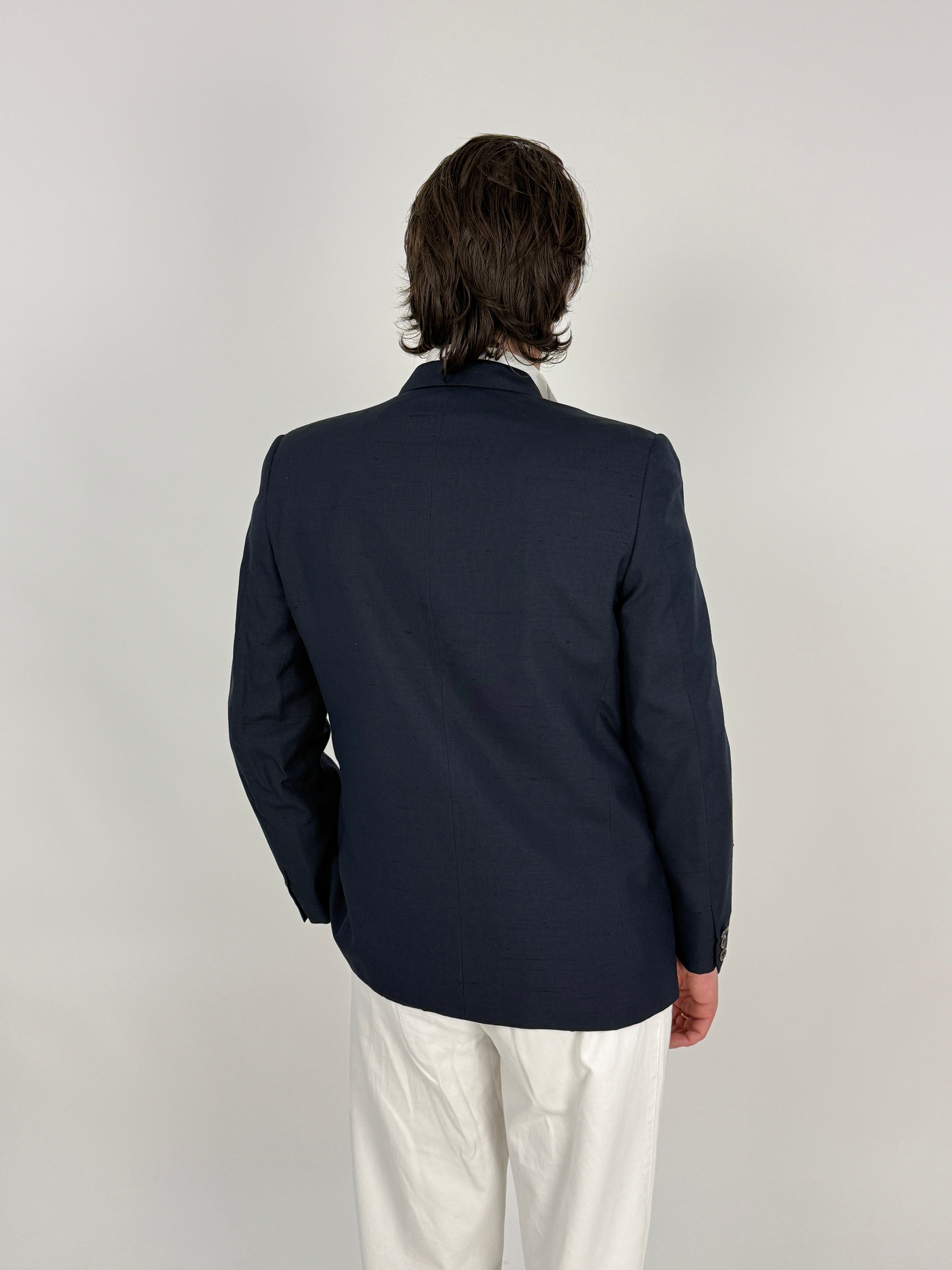 Blazer Doppiopetto Abital Pura Seta Blu Navy - Taglia 48