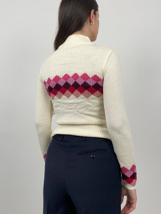 Cardigan cropped in misto lana