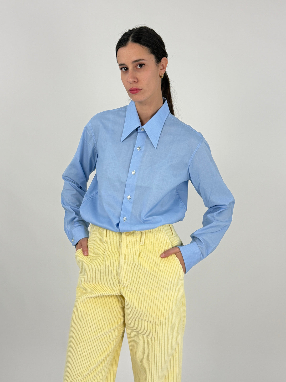 Camicia Anni '70 in Cotone Celeste - Taglia L