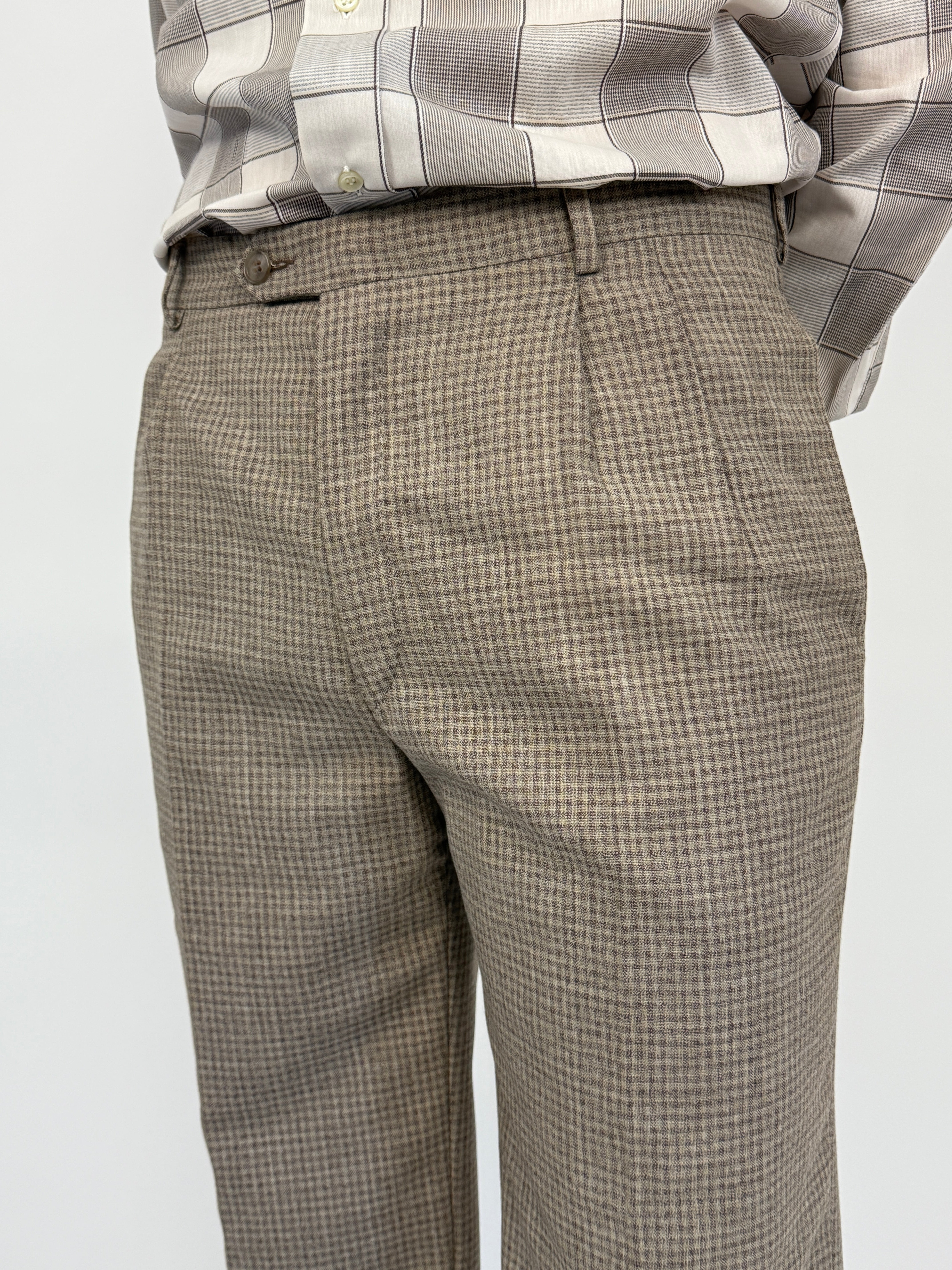 Pantaloni sartoriali anni ’80 in fresco lana a quadretti