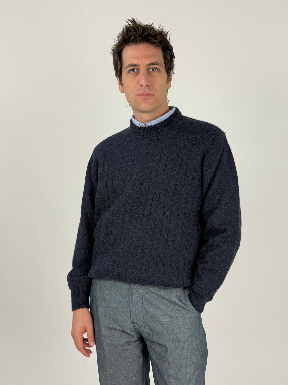 Maglione Valentino Studio vintage blu taglia M indossato, vista frontale