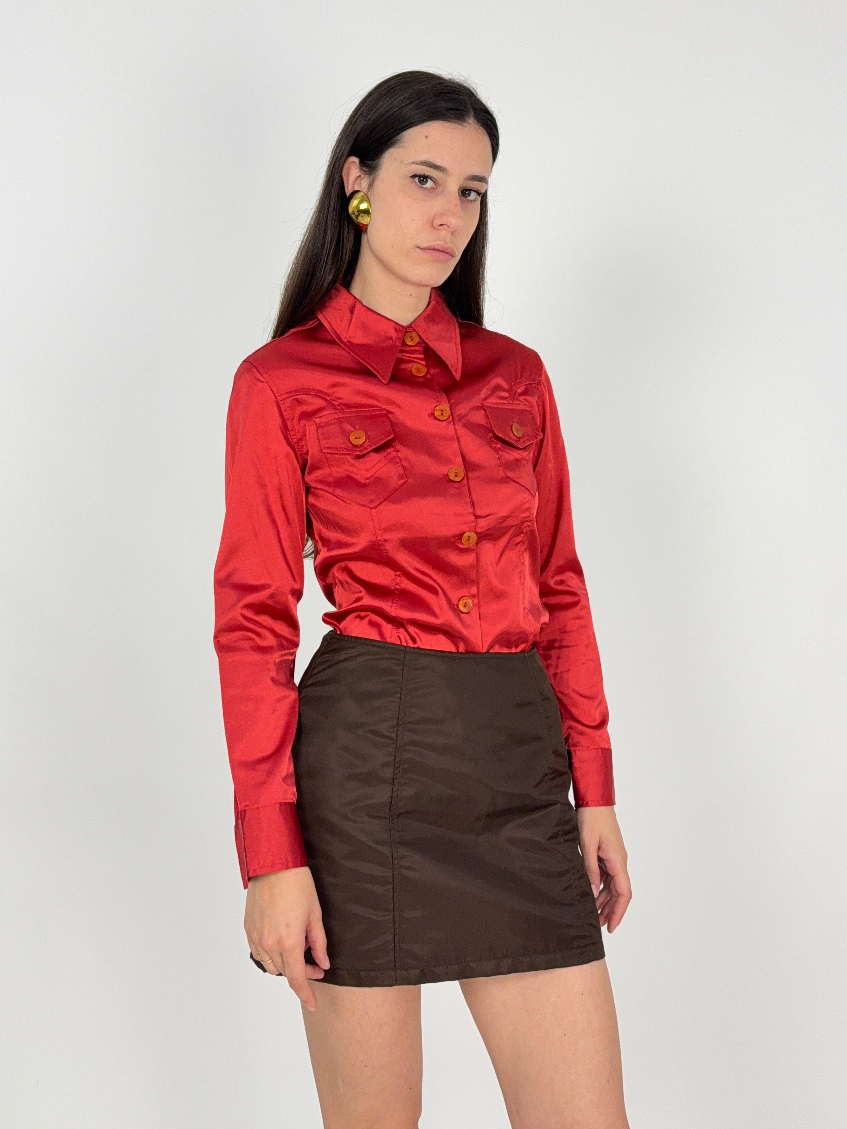 camicia rossa vintage da donna