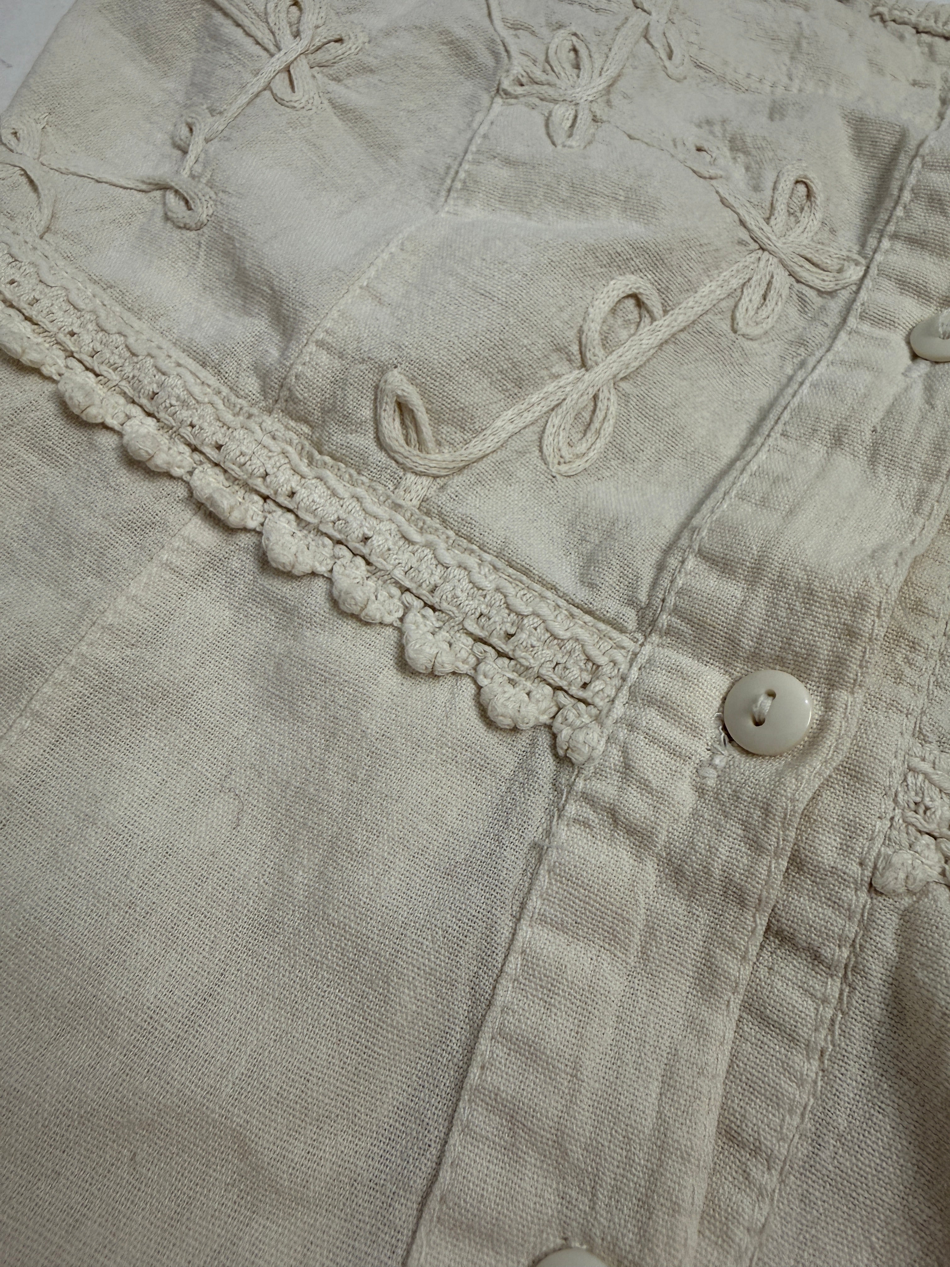 Top vintage ricamato in lino/cotone - Taglia S/M