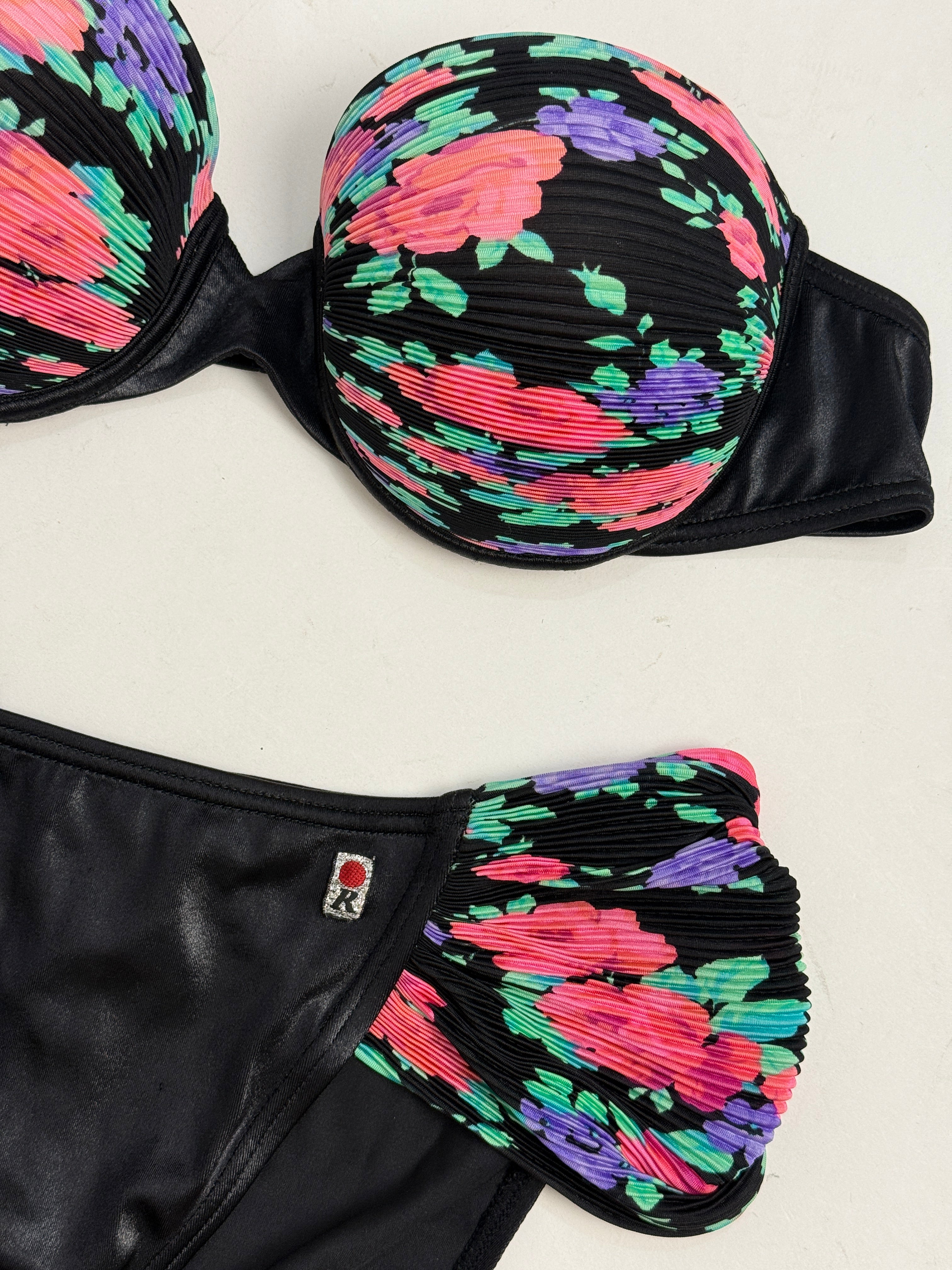Bikini Red Point Anni '80 Plissé Floreale - Taglia M