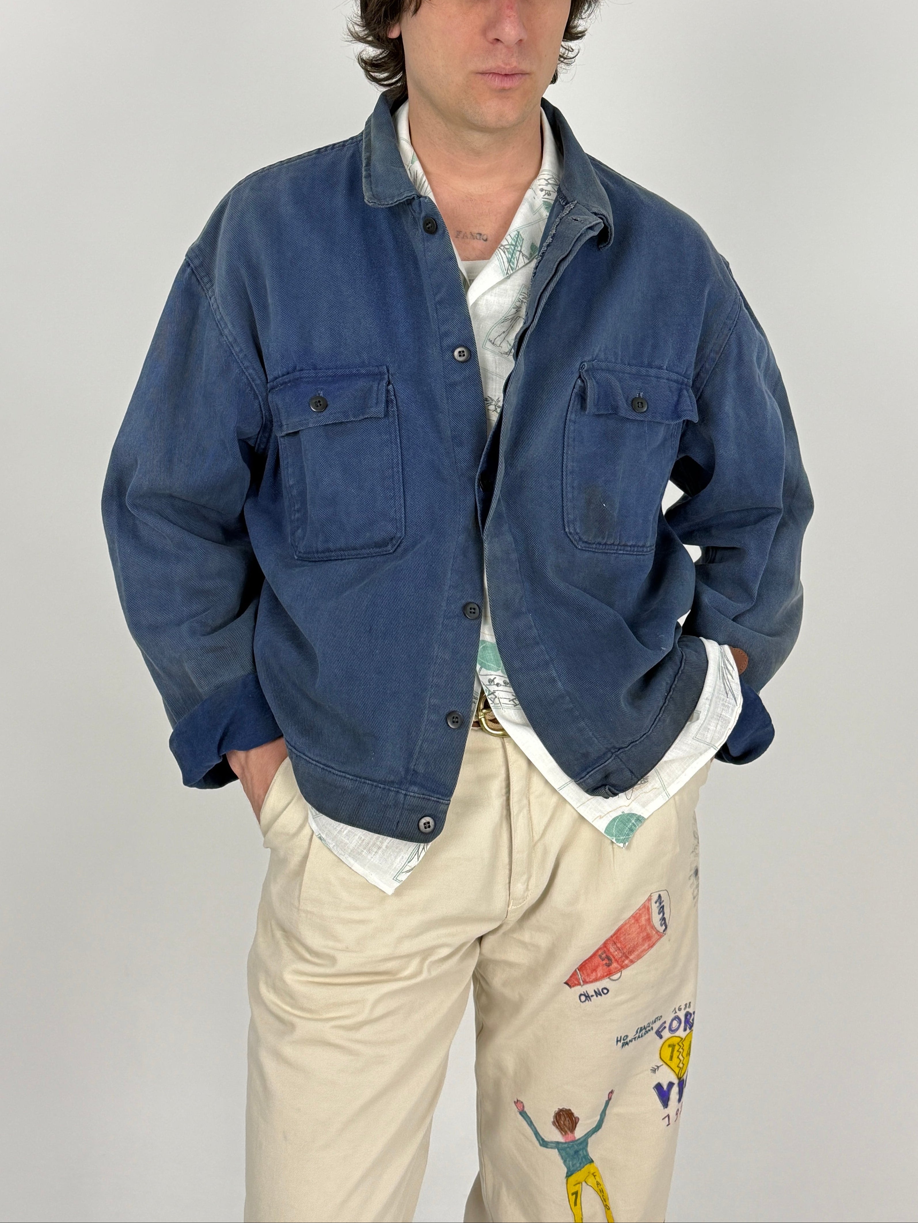 chore jacket work bleu de travail italiana anni '70