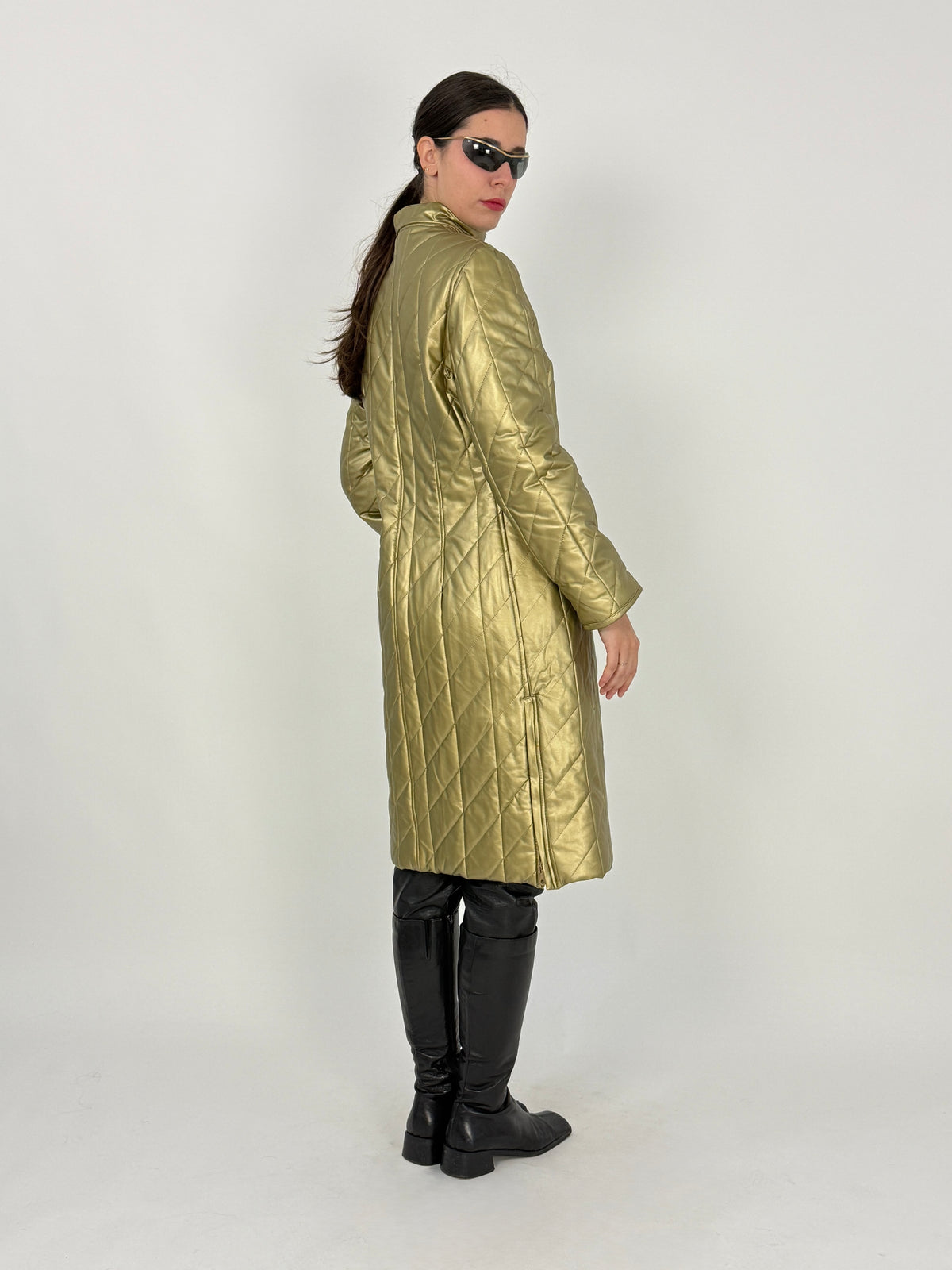 Cappotto Vintage Avant Oro Metallizzato Trapuntato - Taglia M