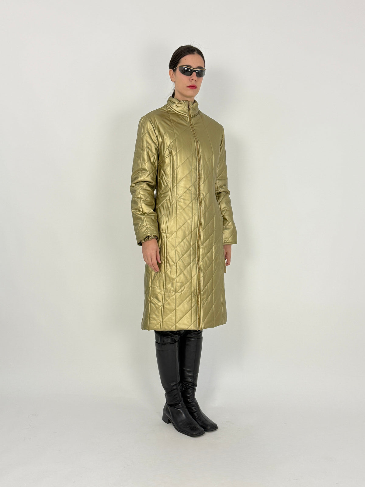 Cappotto Vintage Avant Oro Metallizzato Trapuntato - Taglia M