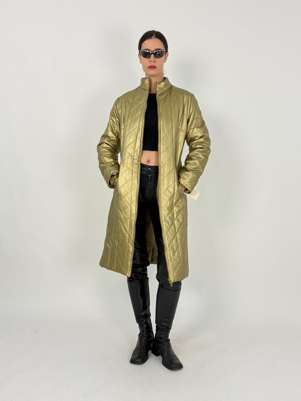 Cappotto Vintage Avant Oro Metallizzato Trapuntato - Taglia M