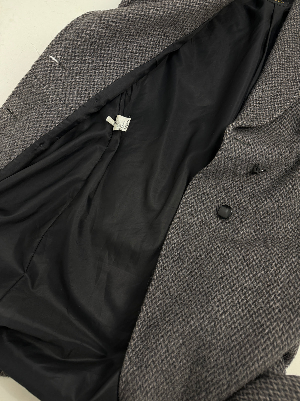 Cappotto Anni '80 Lana di Lama Spinato Grigio - Taglia L