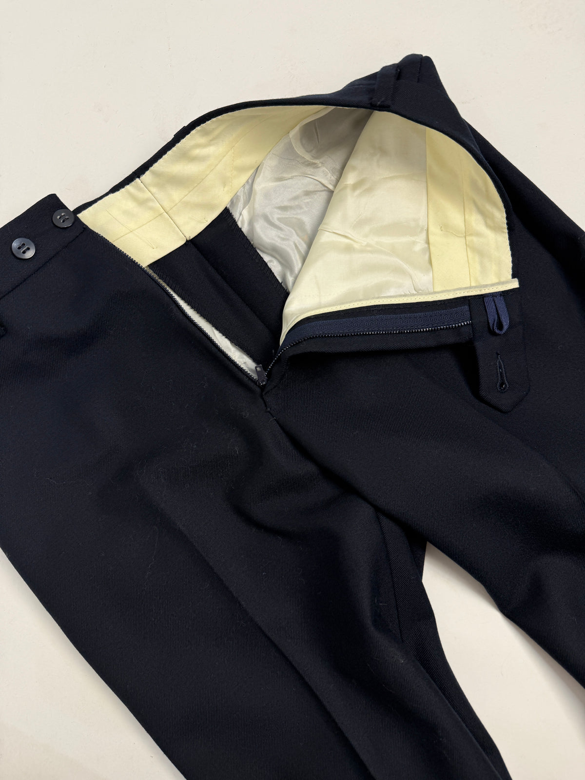 Pantaloni Anni '70 in Pura Lana Blu - Taglia 40/S