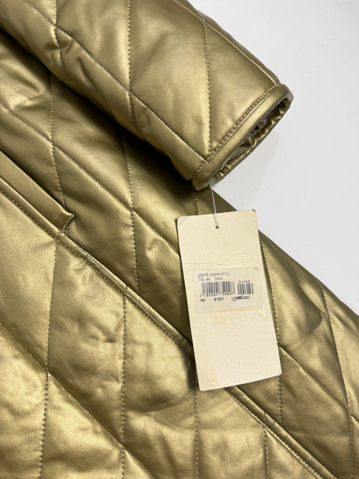 Cappotto Vintage Avant Oro Metallizzato Trapuntato - Taglia M
