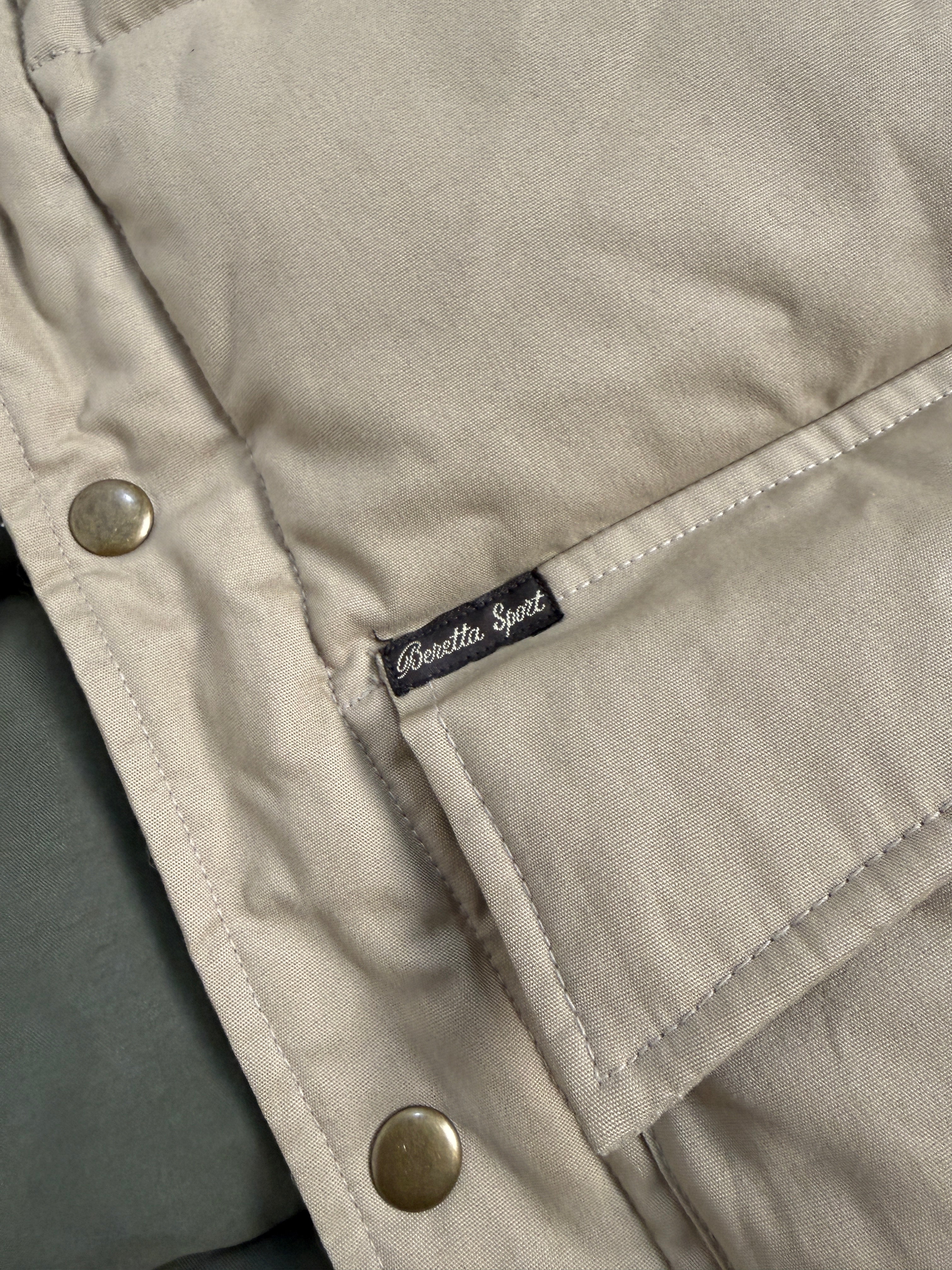 Gilet Piumino Beretta Sport Vintage Beige con Inserti in Suede