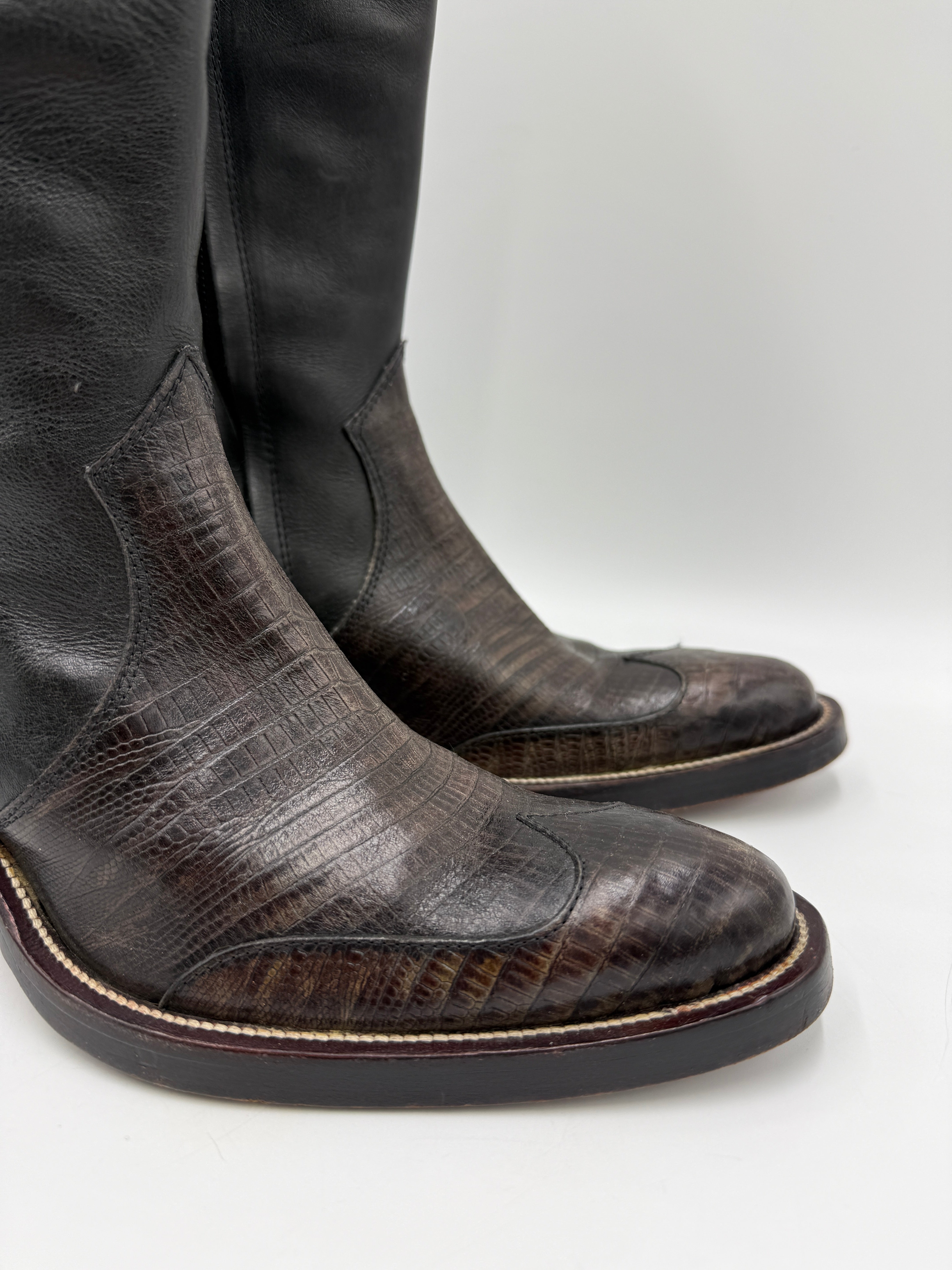 Stivali Buttero Vintage in Pelle Marrone Scuro