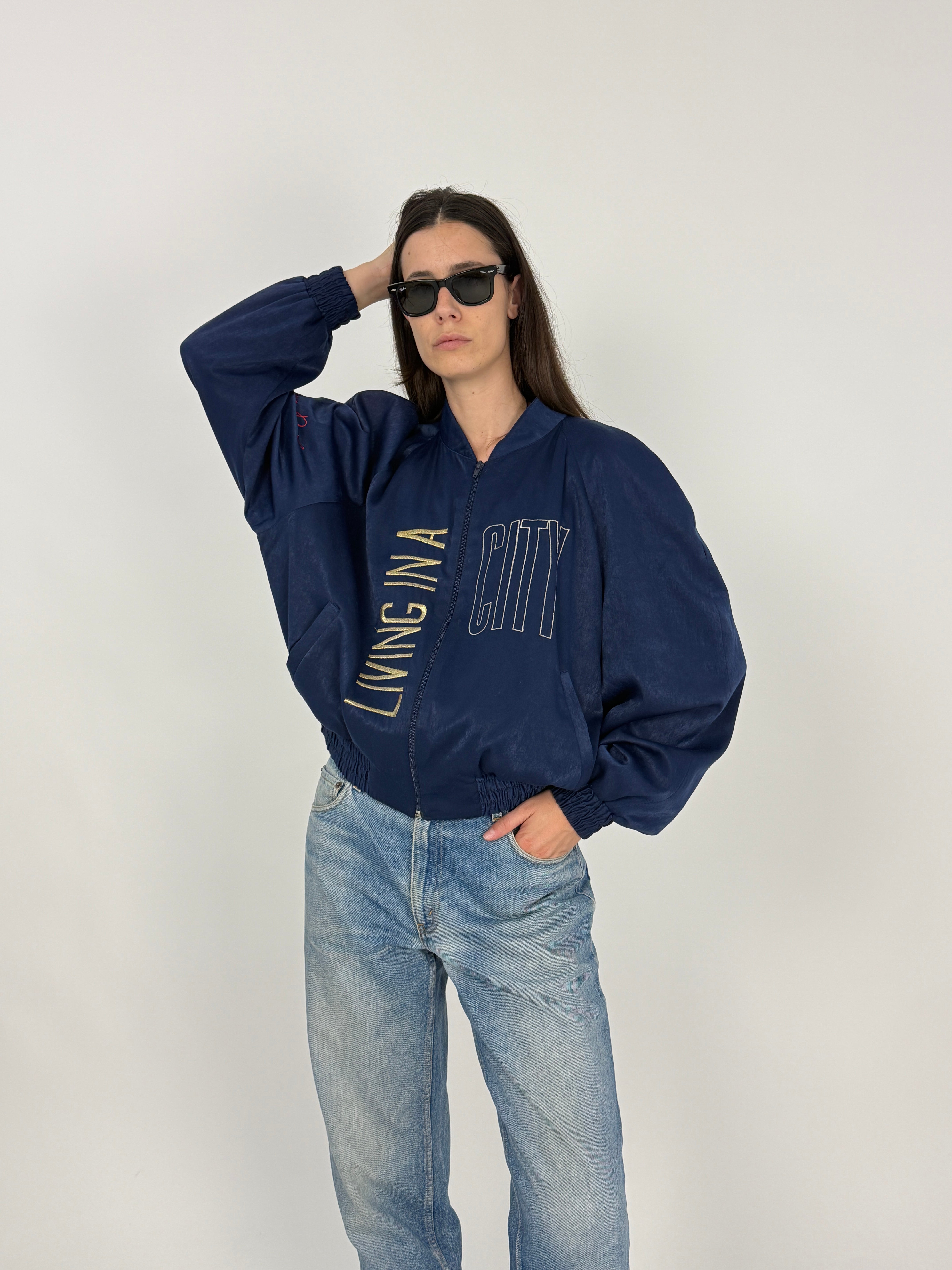 Bomber Vintage Jaguar x Jean Paul “Living in a City” Anni '80/'90 - Taglia L